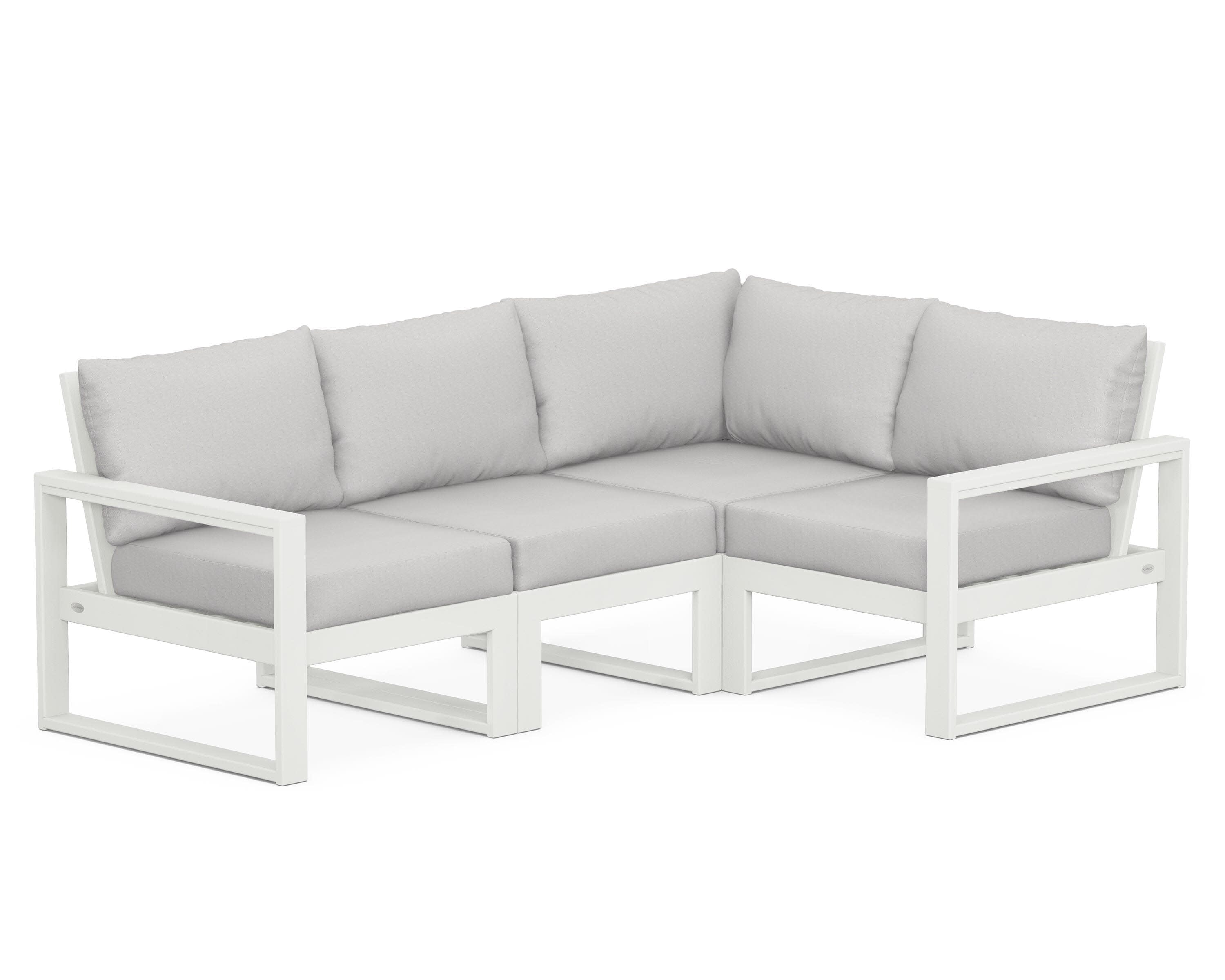 EDGE 4-Piece Modular Deep Seating Set in Vintage White / Diamond in the Rough