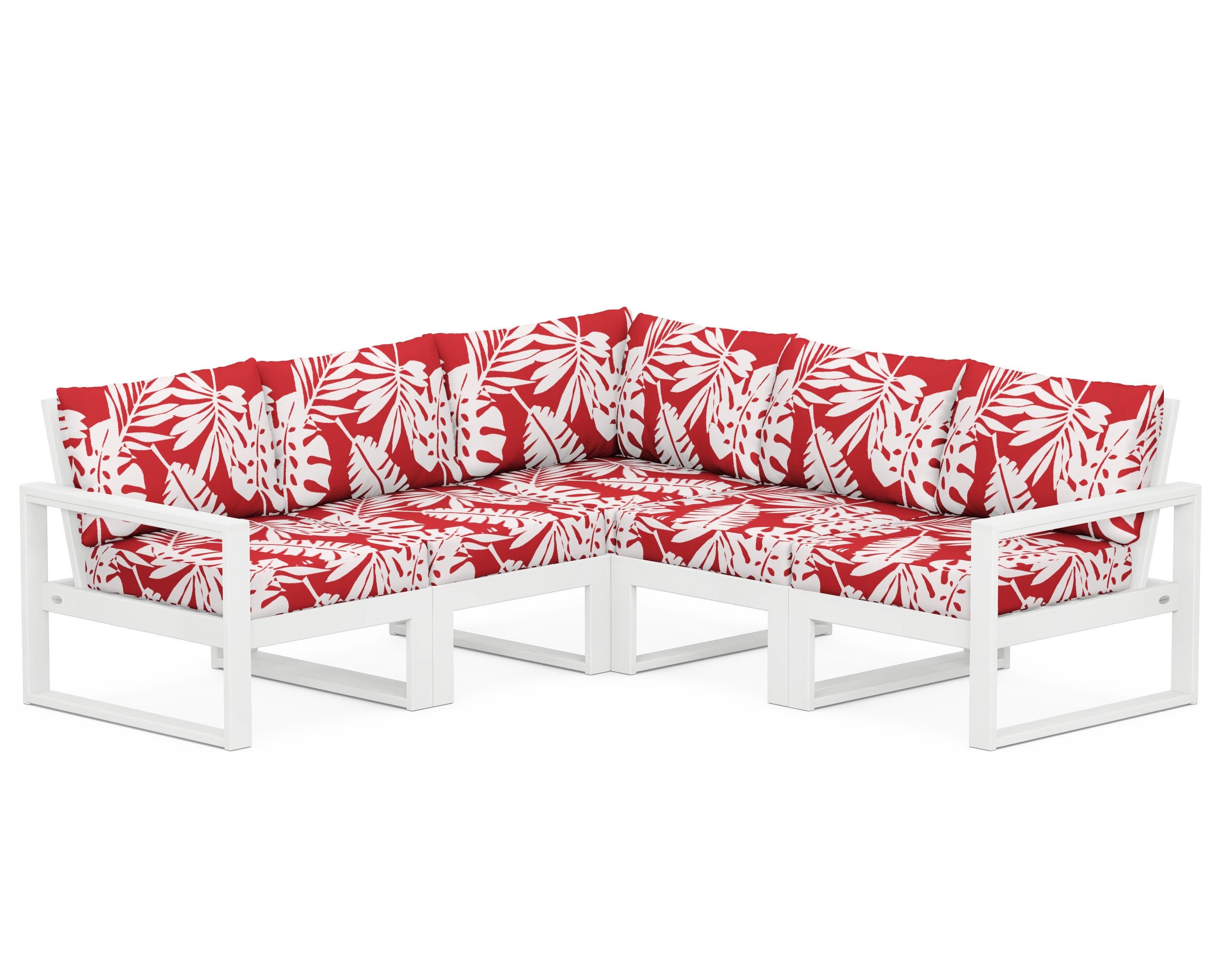 EDGE 5-Piece Modular Deep Seating Set in White / Leaf Crimson