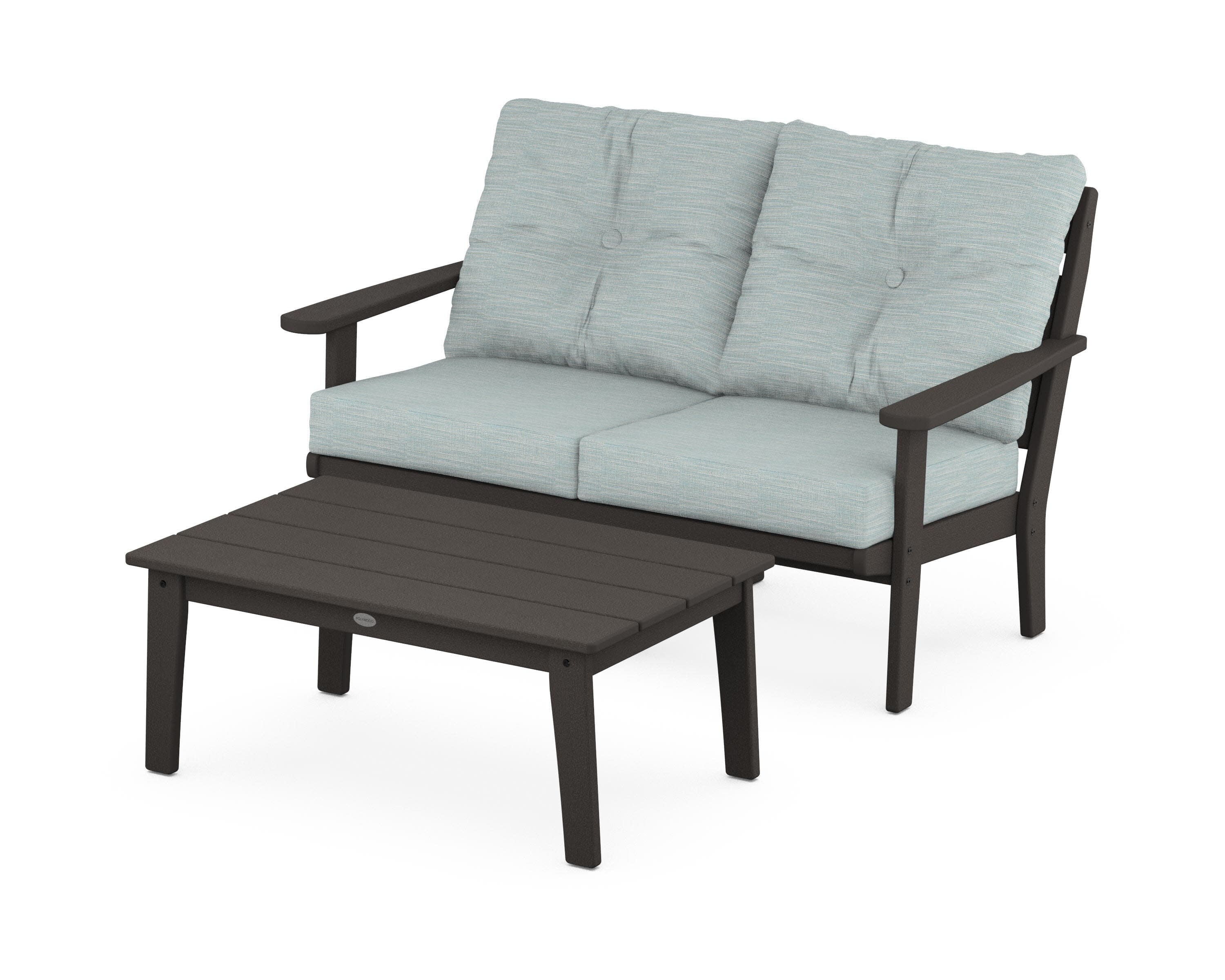 Lakeside 2-Piece Lounge Loveseat Set in Vintage Coffee / Soothe Mist
