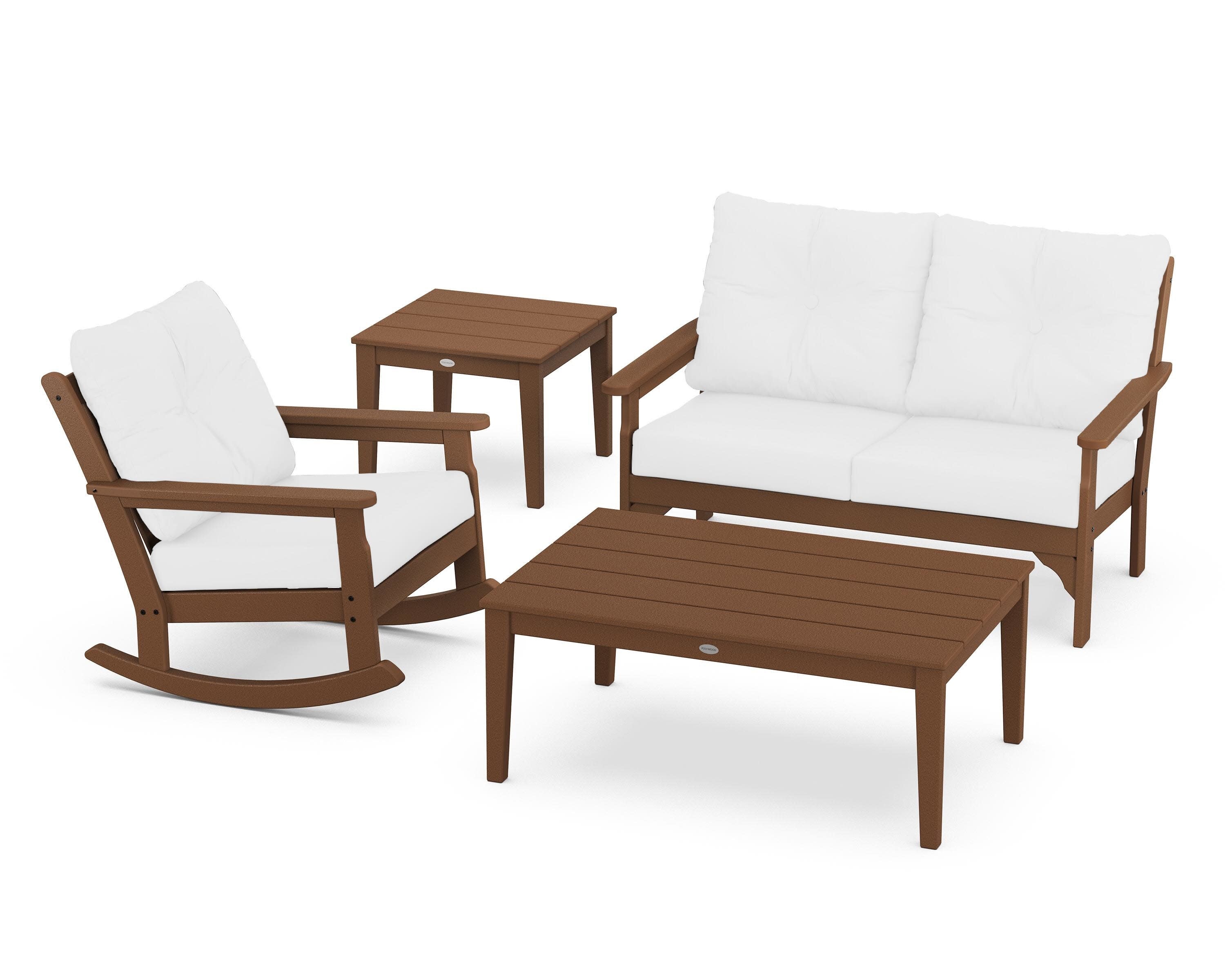 Vineyard 4-Piece Deep Seating Rocker Set in Teak / Natural