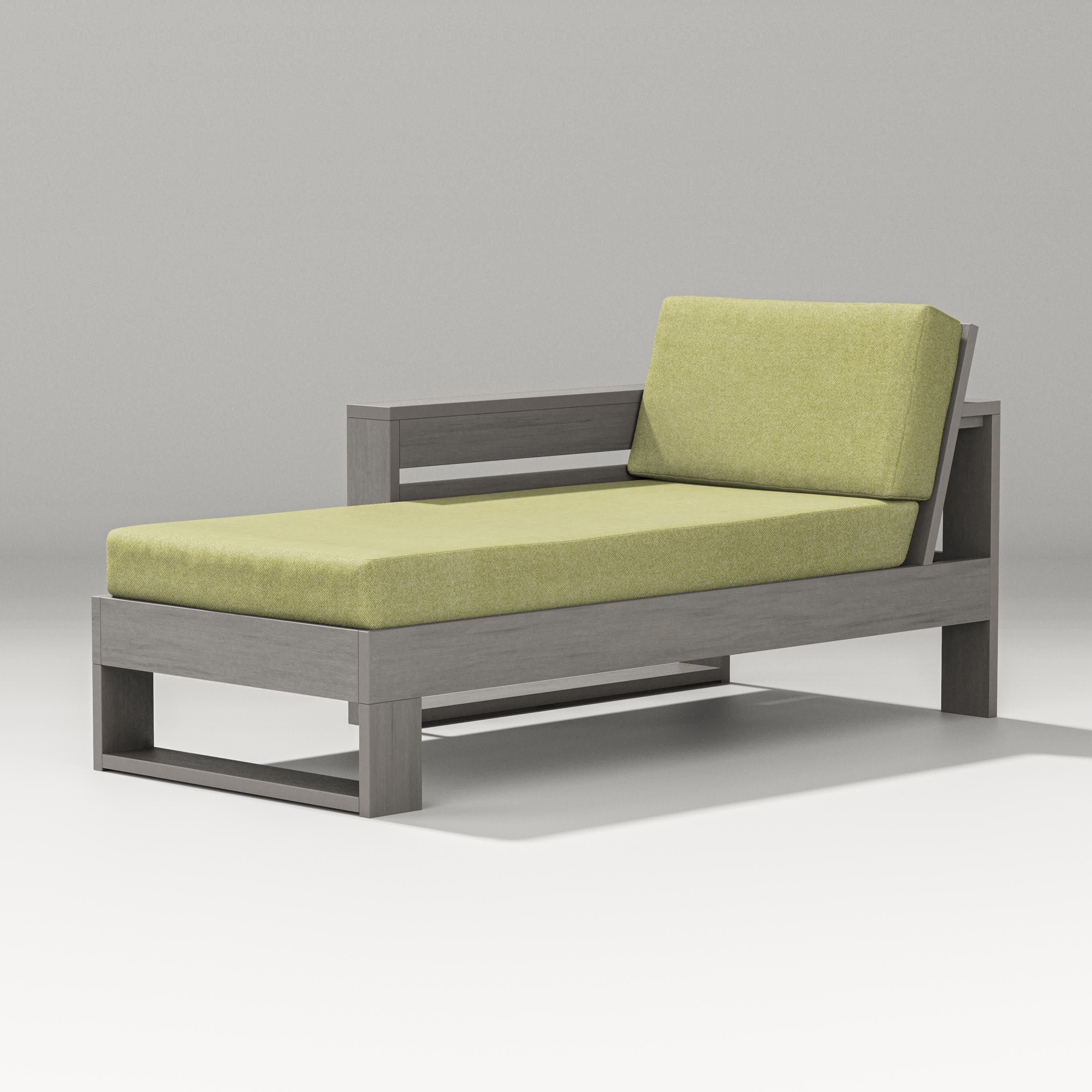 Latitude Modular Left Arm Chaise in Driftwood / Chartreuse Boucle
