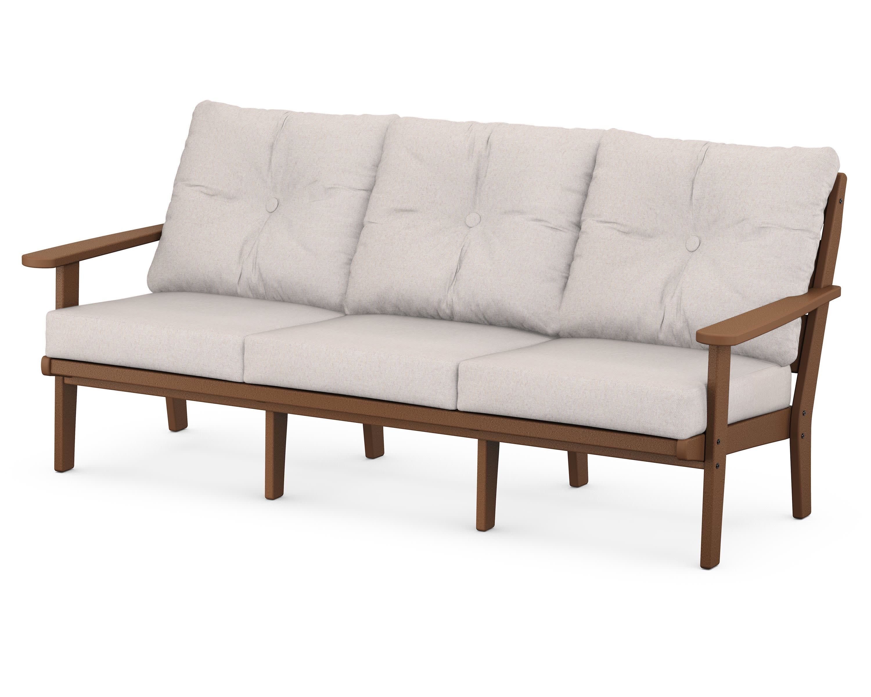 Lakeside Deep Seating Sofa in Teak / Dune Burlap
