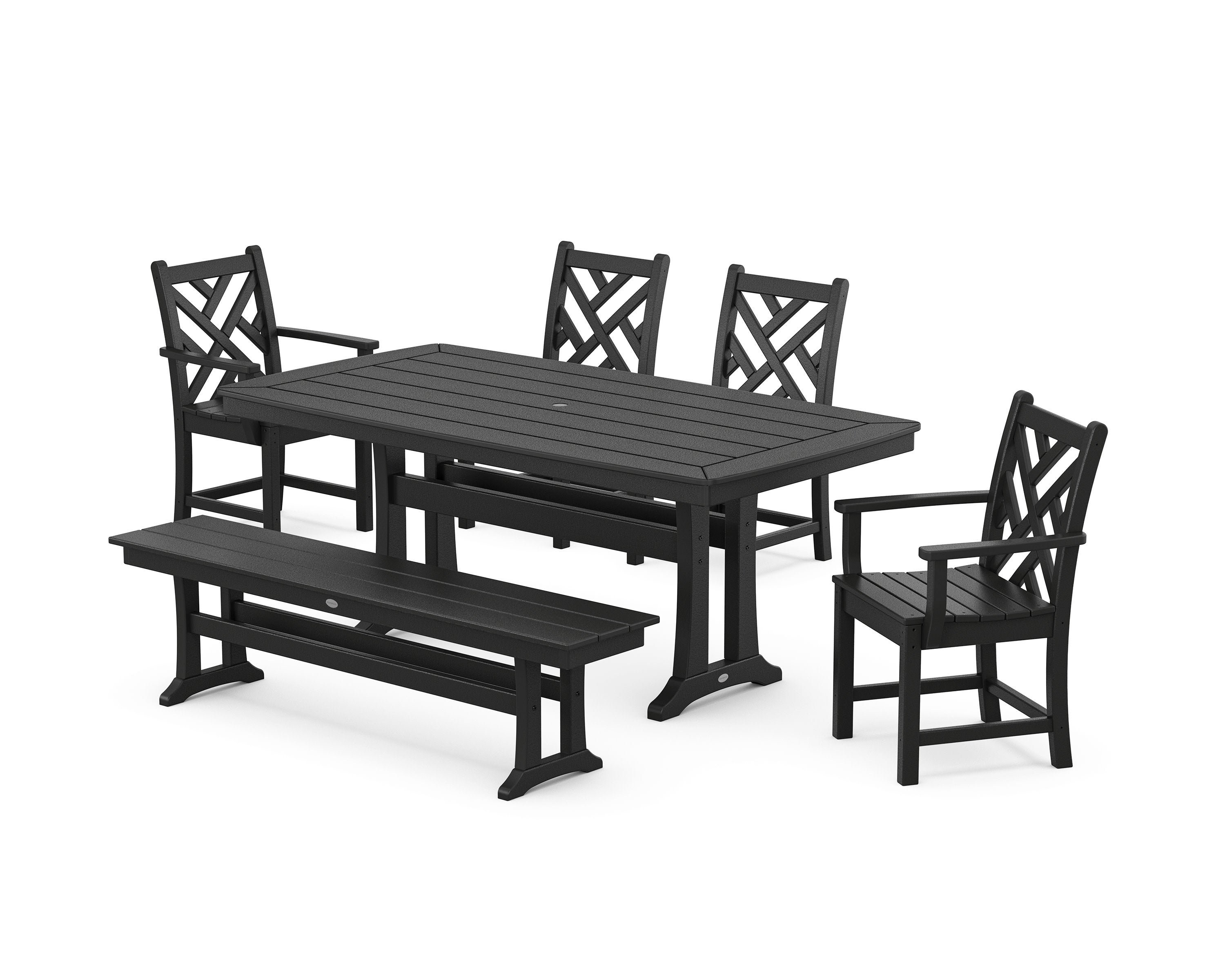 Chippendale 6-Piece Dining Set with Trestle Legs in Black