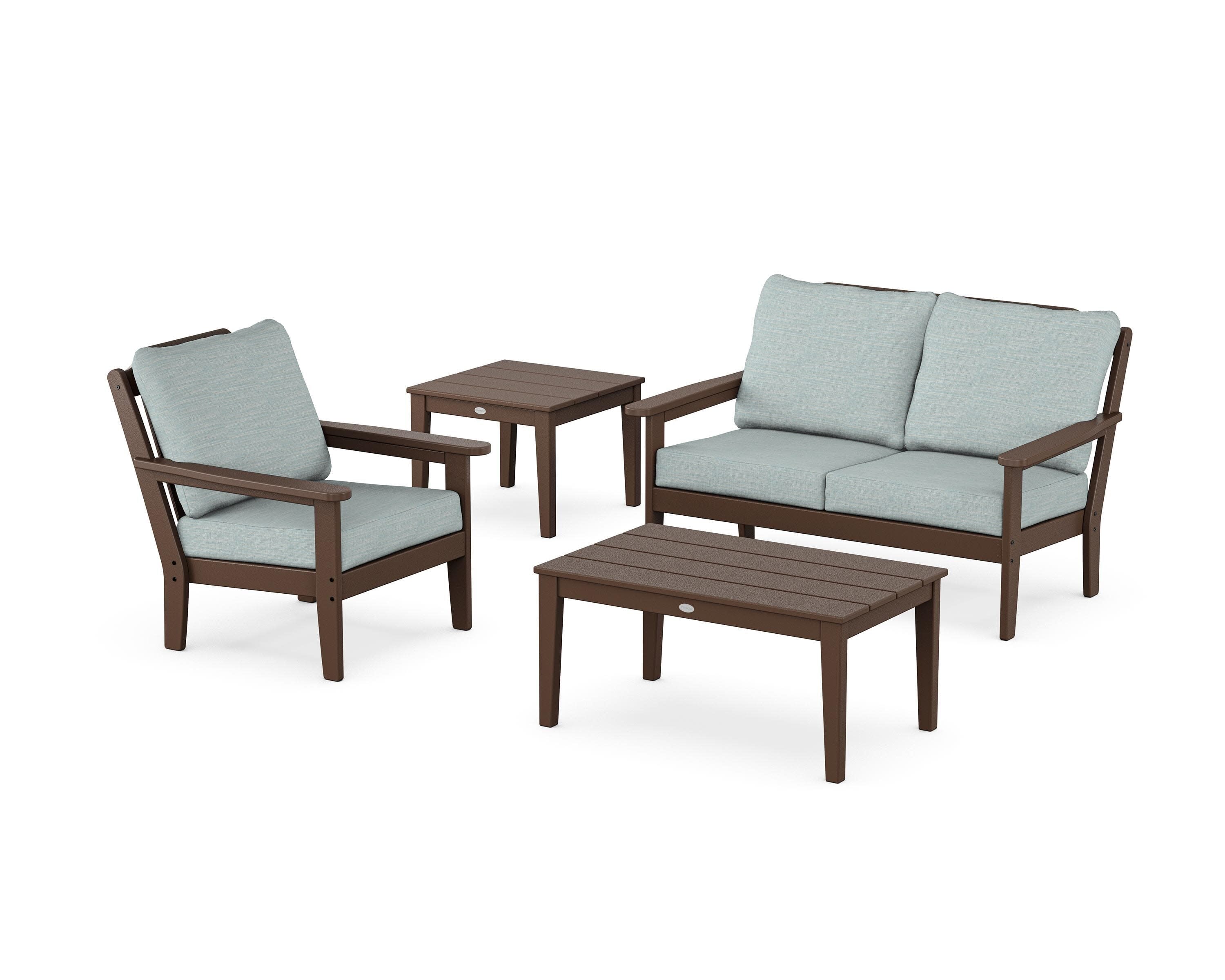 Wovendale 4-Piece Deep Seating Set in Mahogany / Soothe Mist