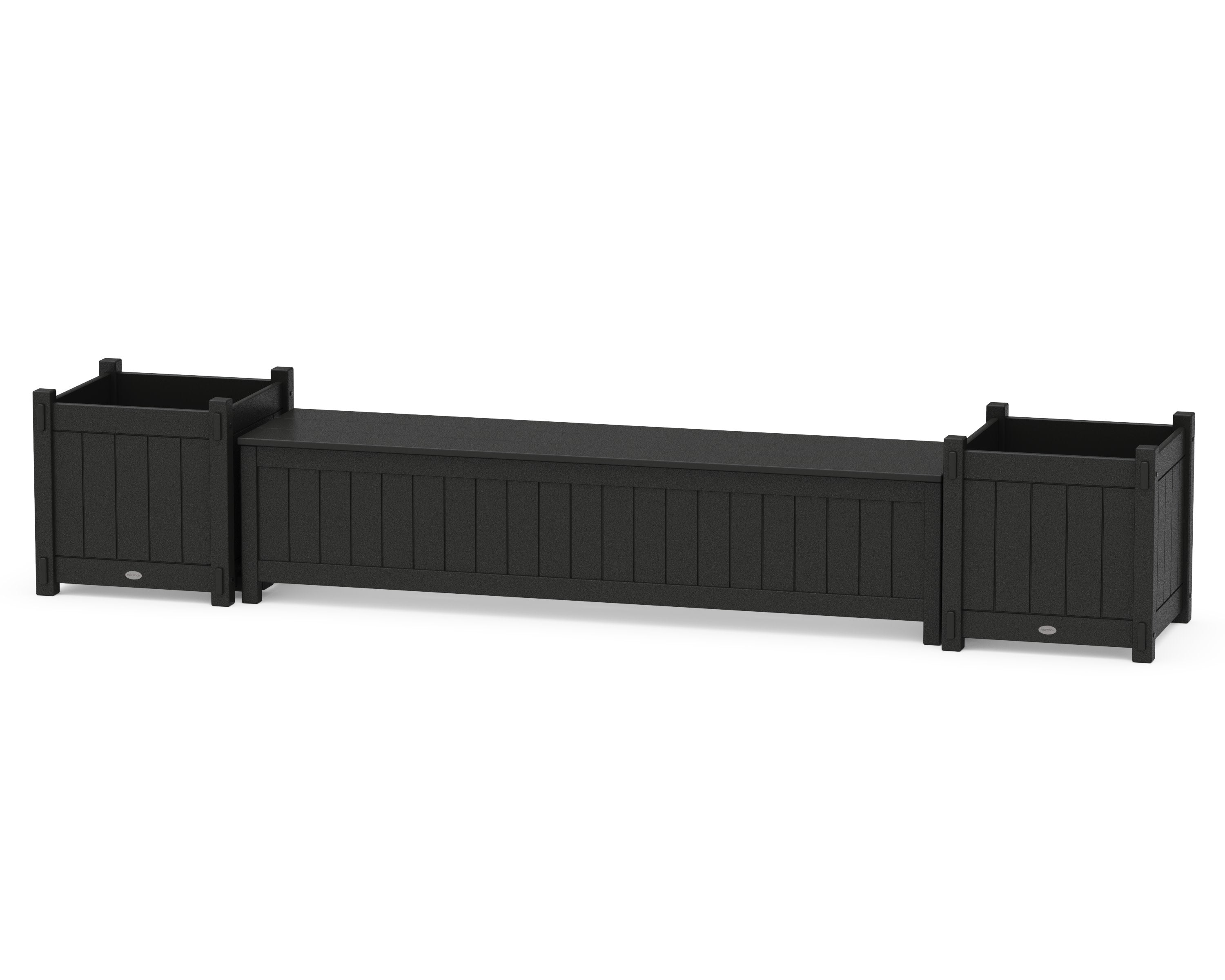 72" Vineyard Straight Planter Storage Bench Set- Large in Black