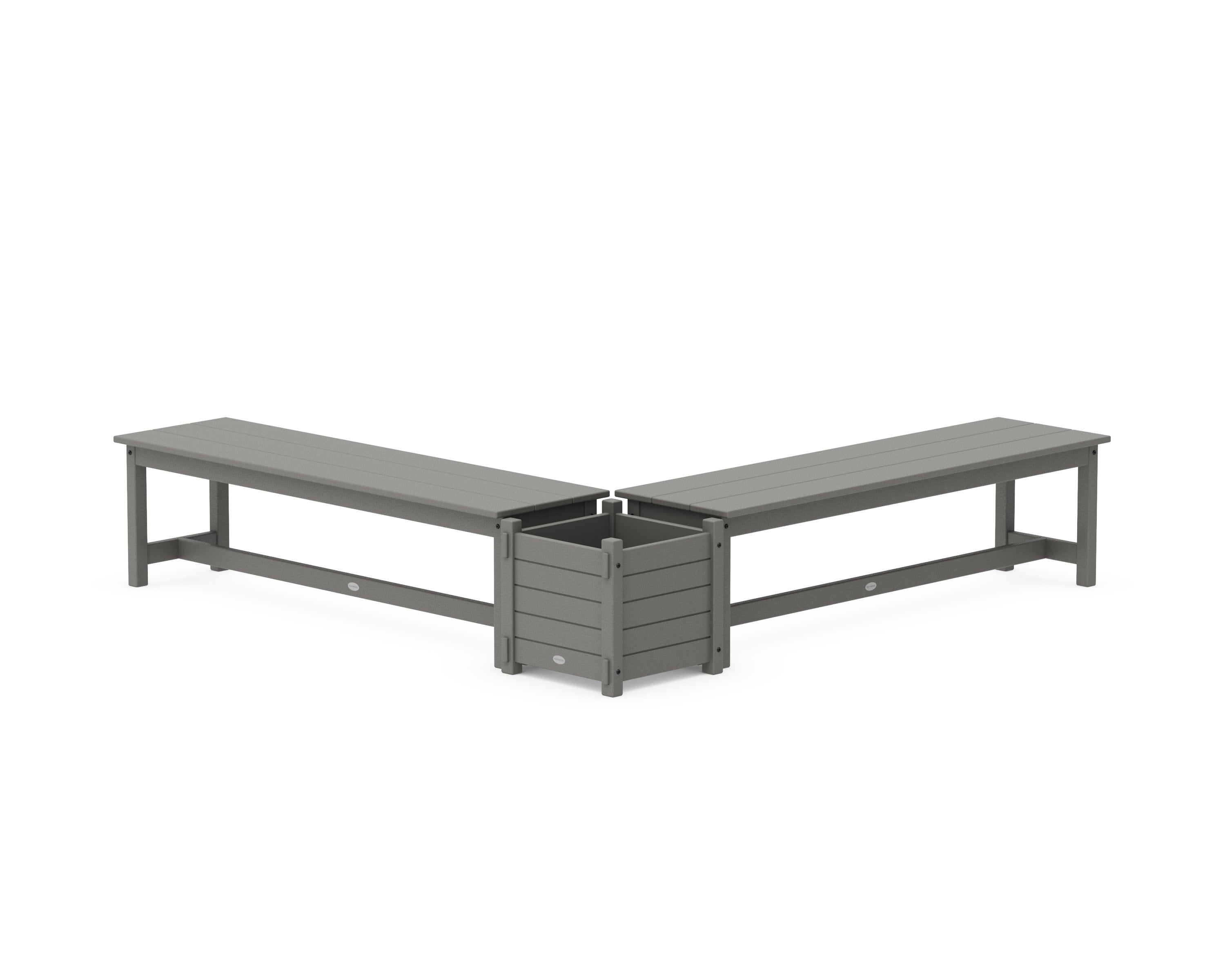 60" Nautical L- Shaped Planter Bench Set in Slate Grey