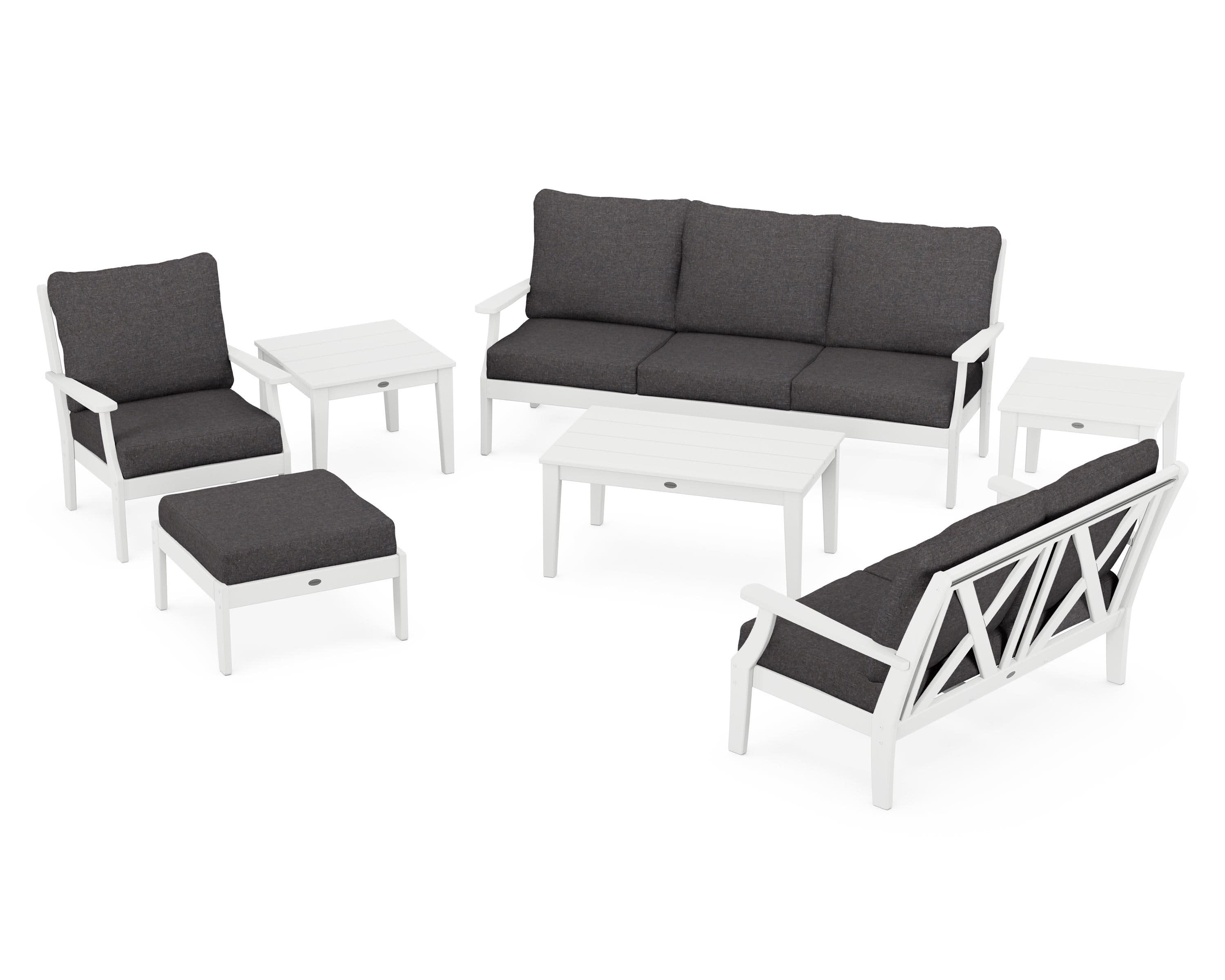 Braxton 7-Piece Deep Seating Set in White / Ash Charcoal