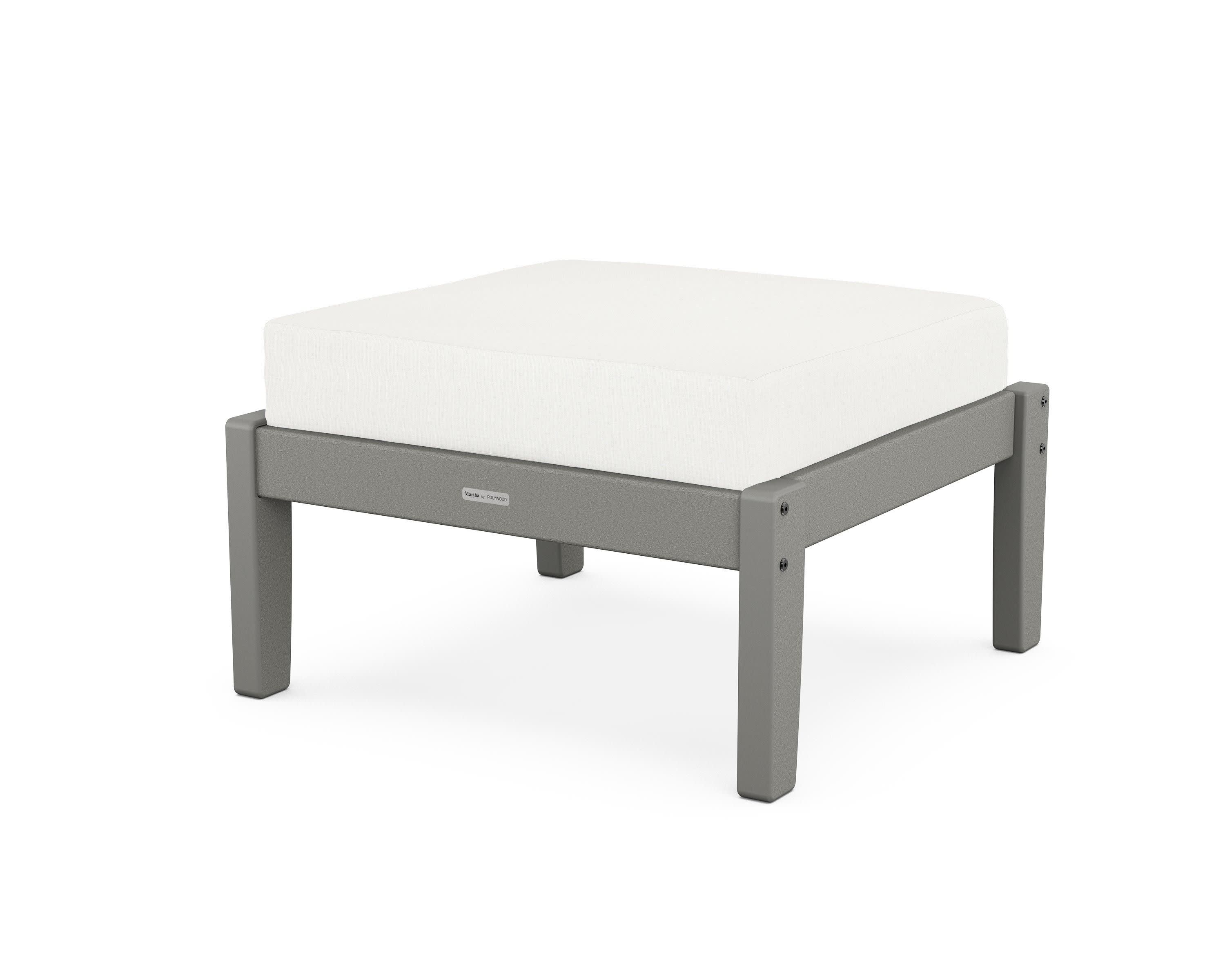 Chinoiserie Deep Seating Ottoman in Slate Grey / Natural Linen