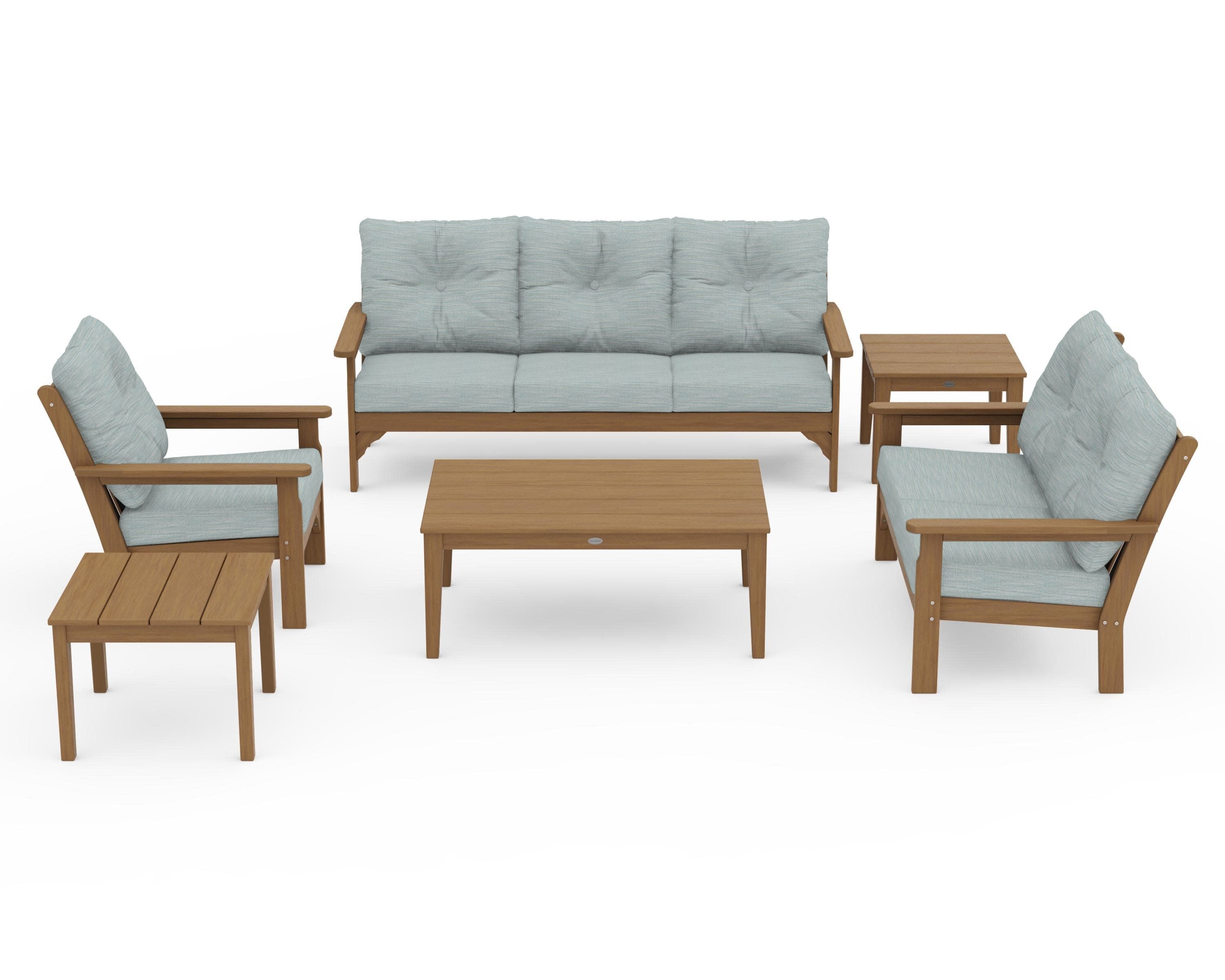 Vineyard 6-Piece Deep Seating Set in Natural / Soothe Mist