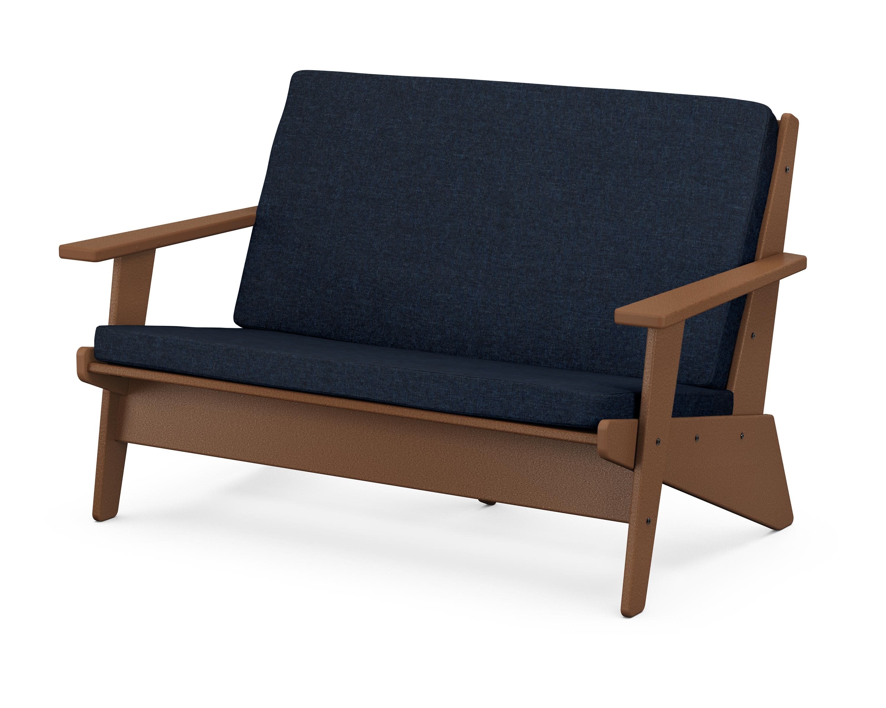 Riviera Modern Lounge Loveseat in Teak / Marine Indigo