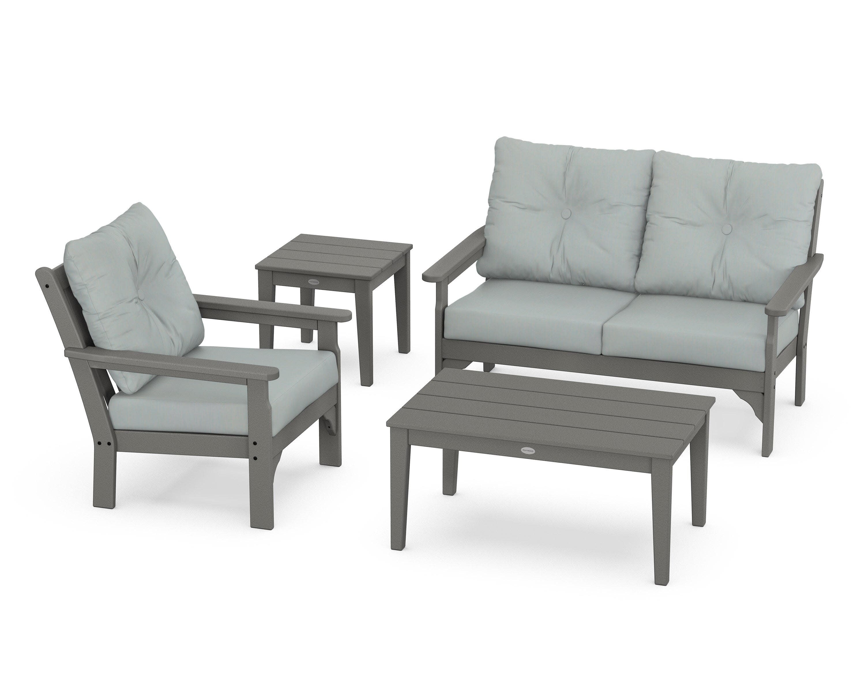 Vineyard 4-Piece Deep Seating Set in Slate Grey / Spa