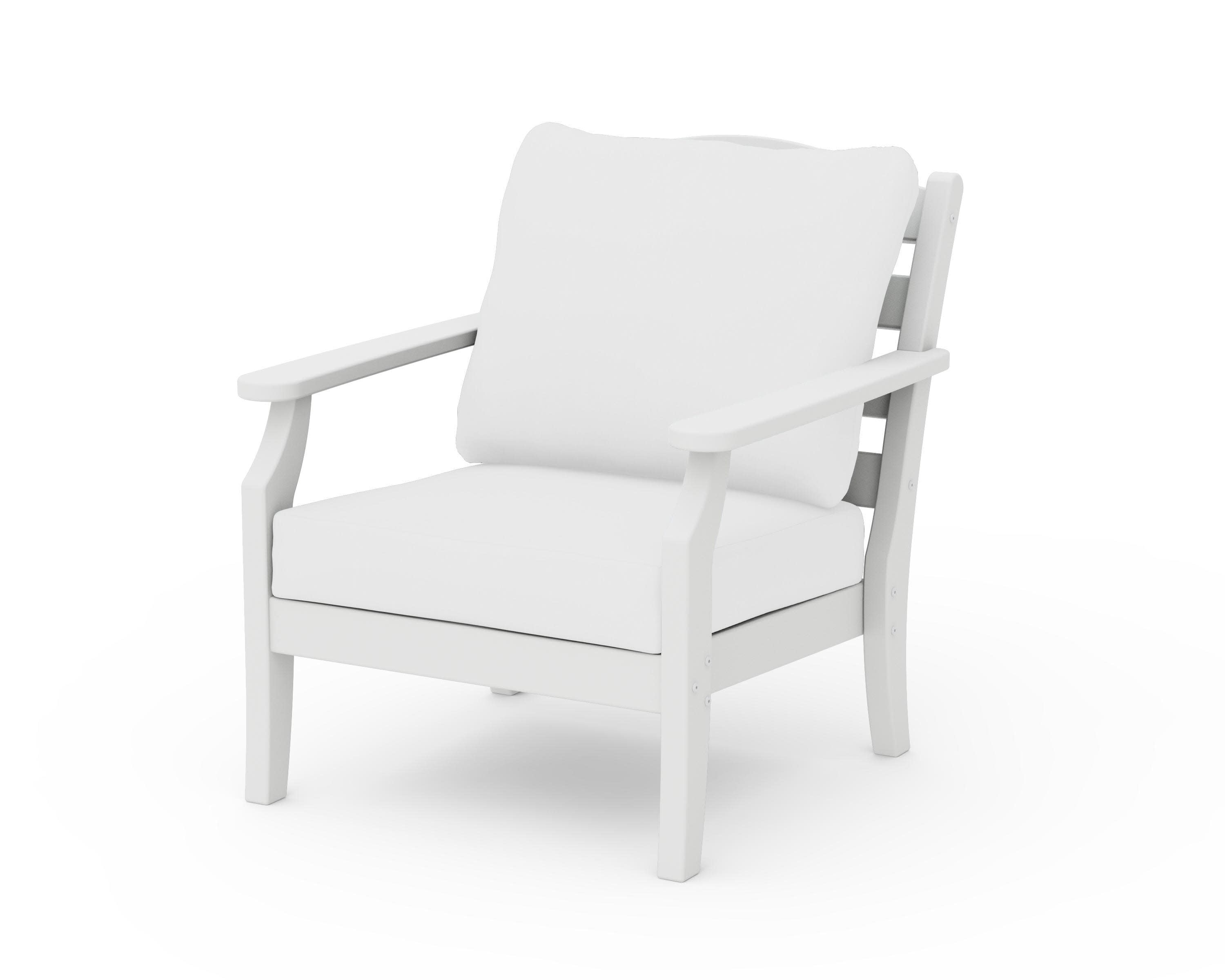 Savannah Deep Seating Chair in White / Natural
