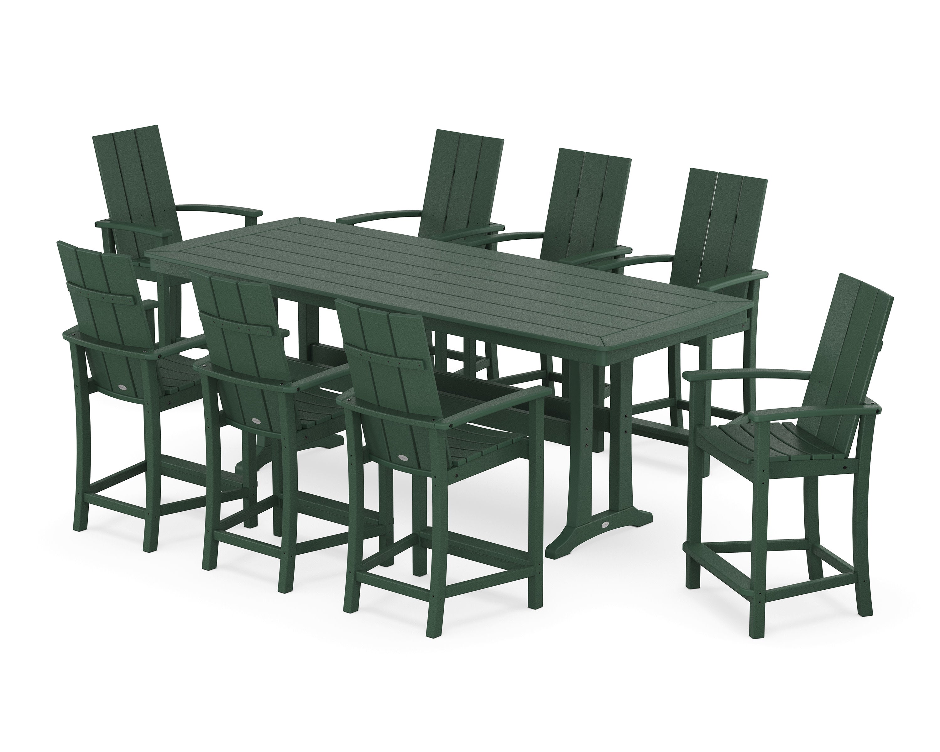 Modern Adirondack 9-Piece Counter Set with Trestle Legs in Green
