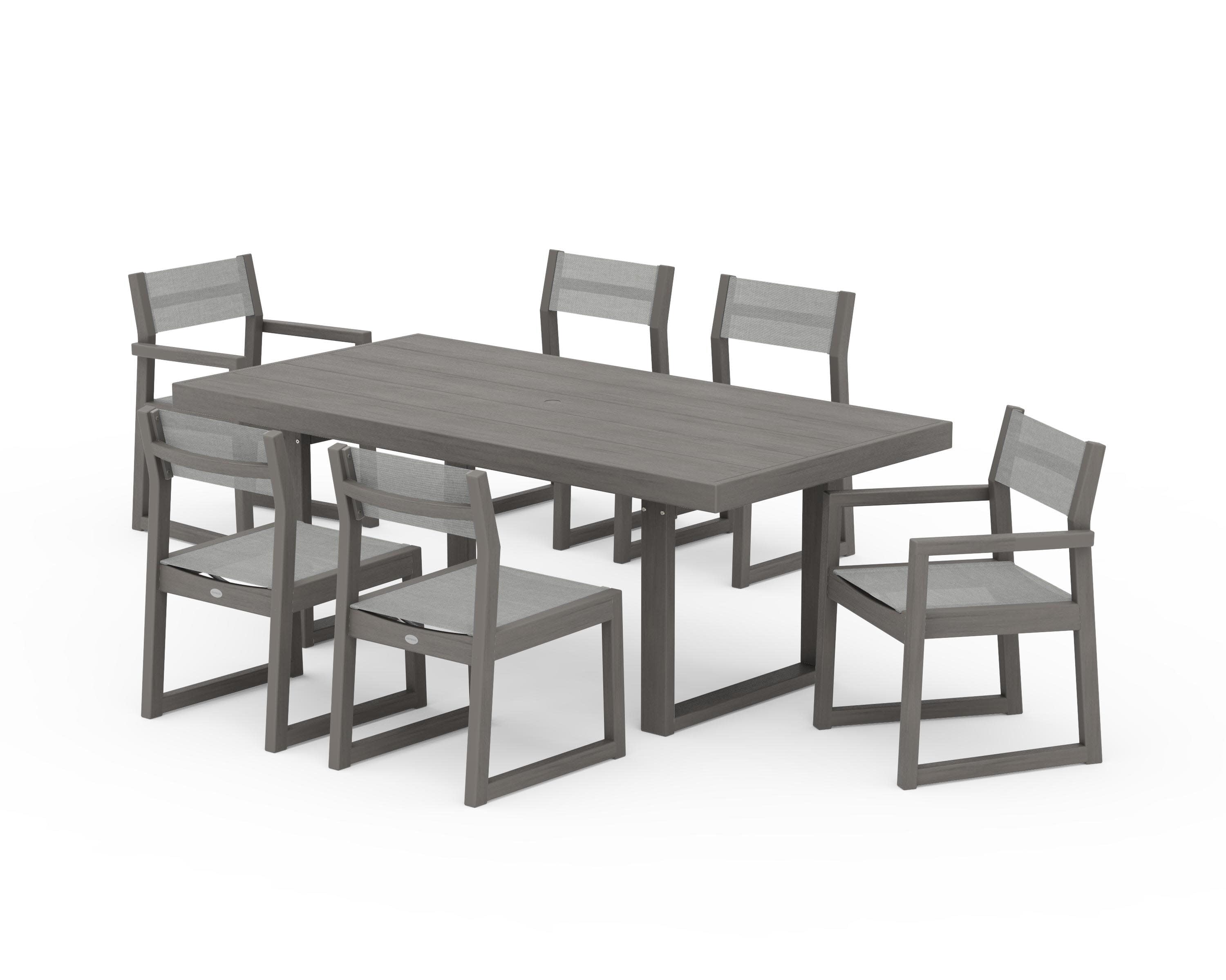 EDGE Sling 7-Piece Dining Set in Driftwood / Metallic Sling