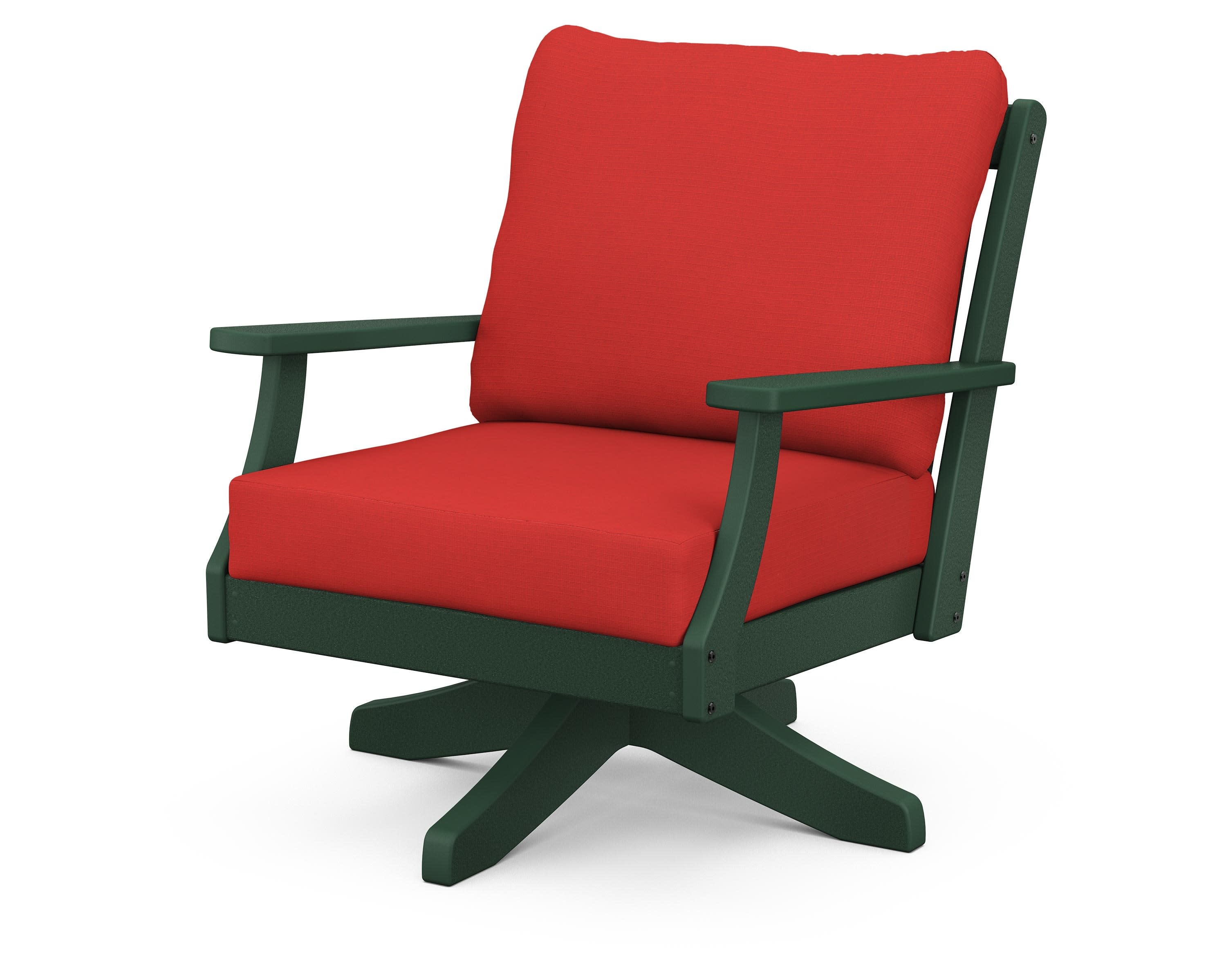 Braxton Deep Seating Swivel Chair in Green / Crimson Linen