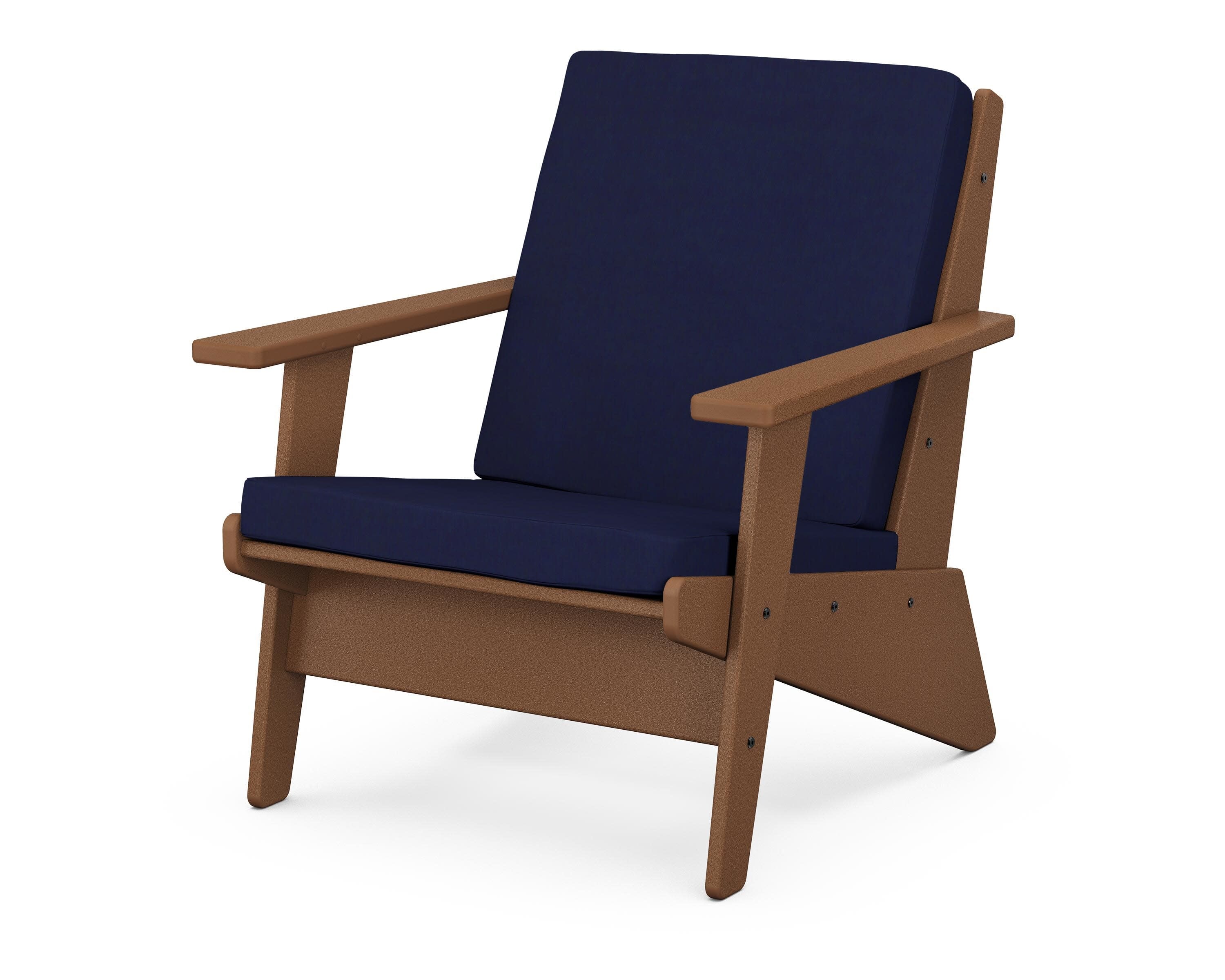 Riviera Modern Lounge Chair in Teak / Navy