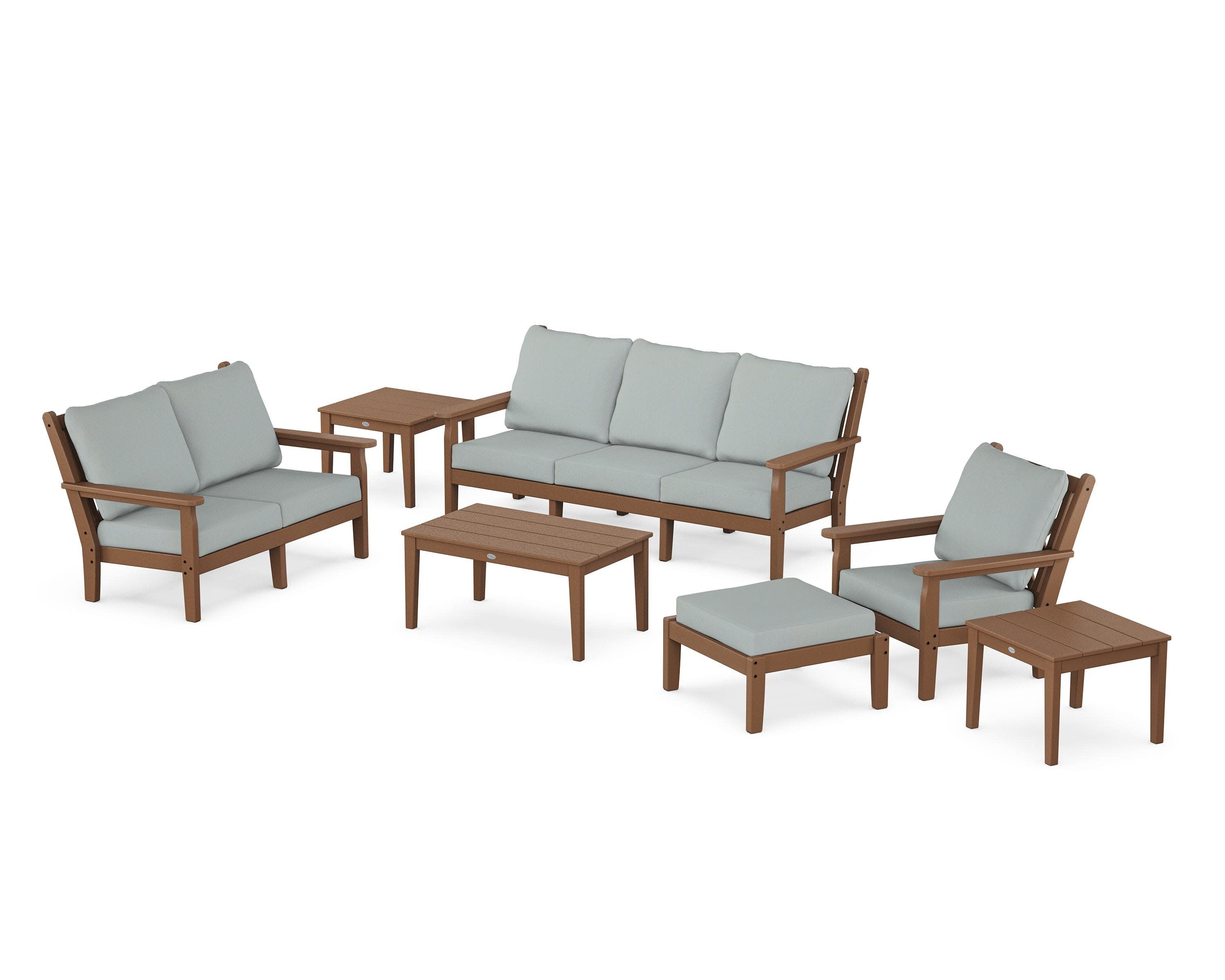 Chippendale 7-Piece Deep Seating Set in Teak / Spa