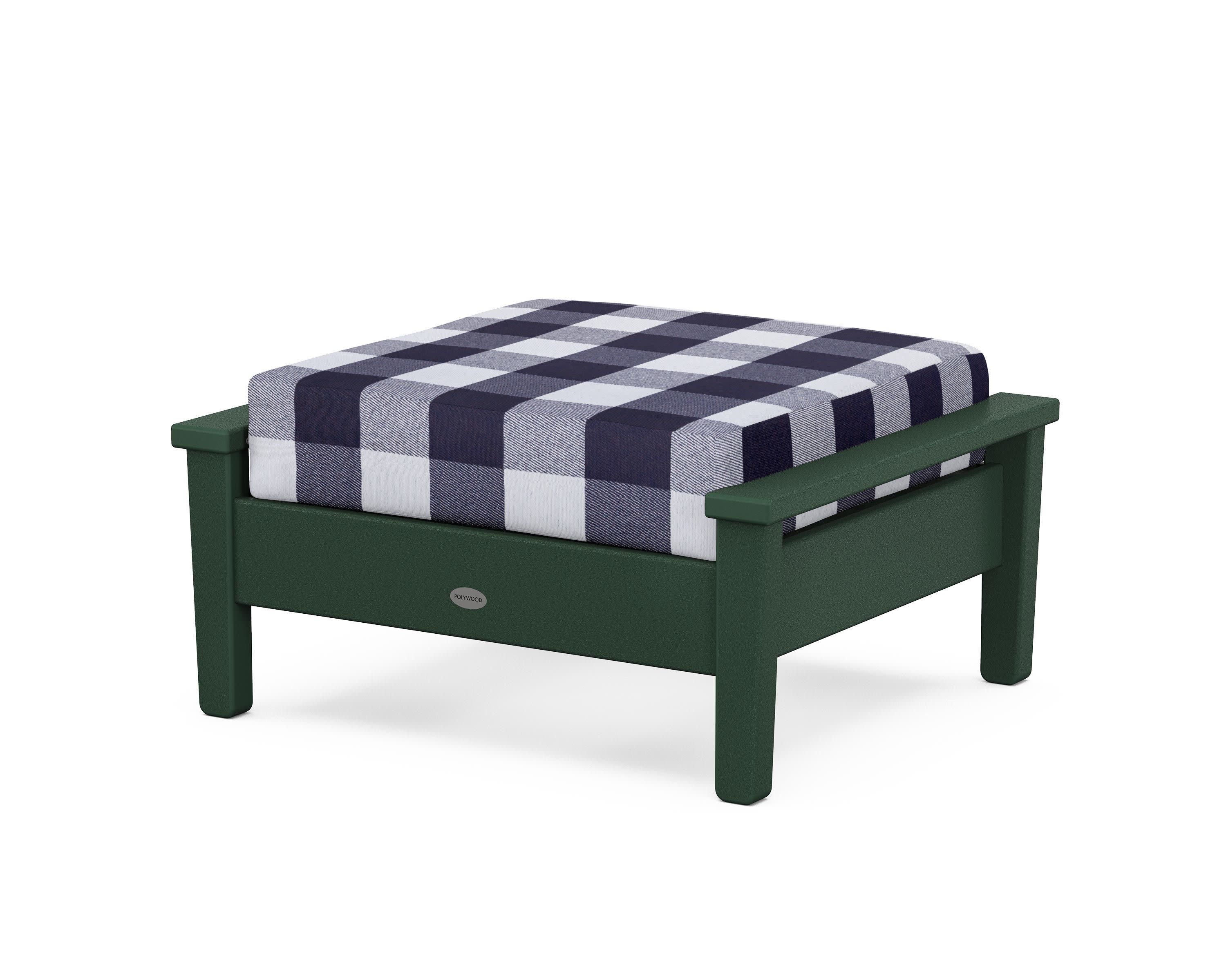 Prescott Deep Seating Ottoman in Green / Buffalo Plaid Navy