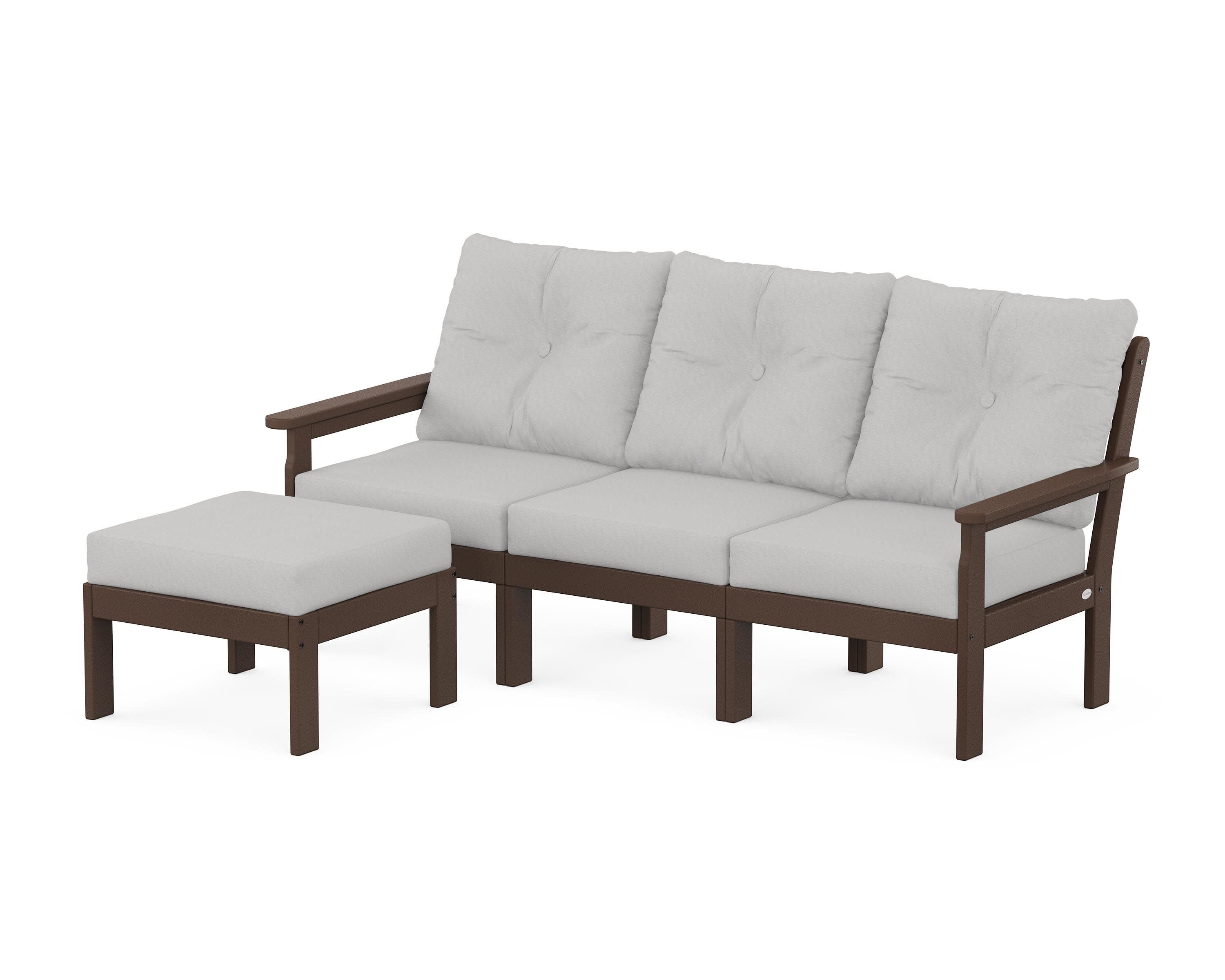Vineyard 4-Piece Sectional with Ottoman in Mahogany / Diamond in the Rough