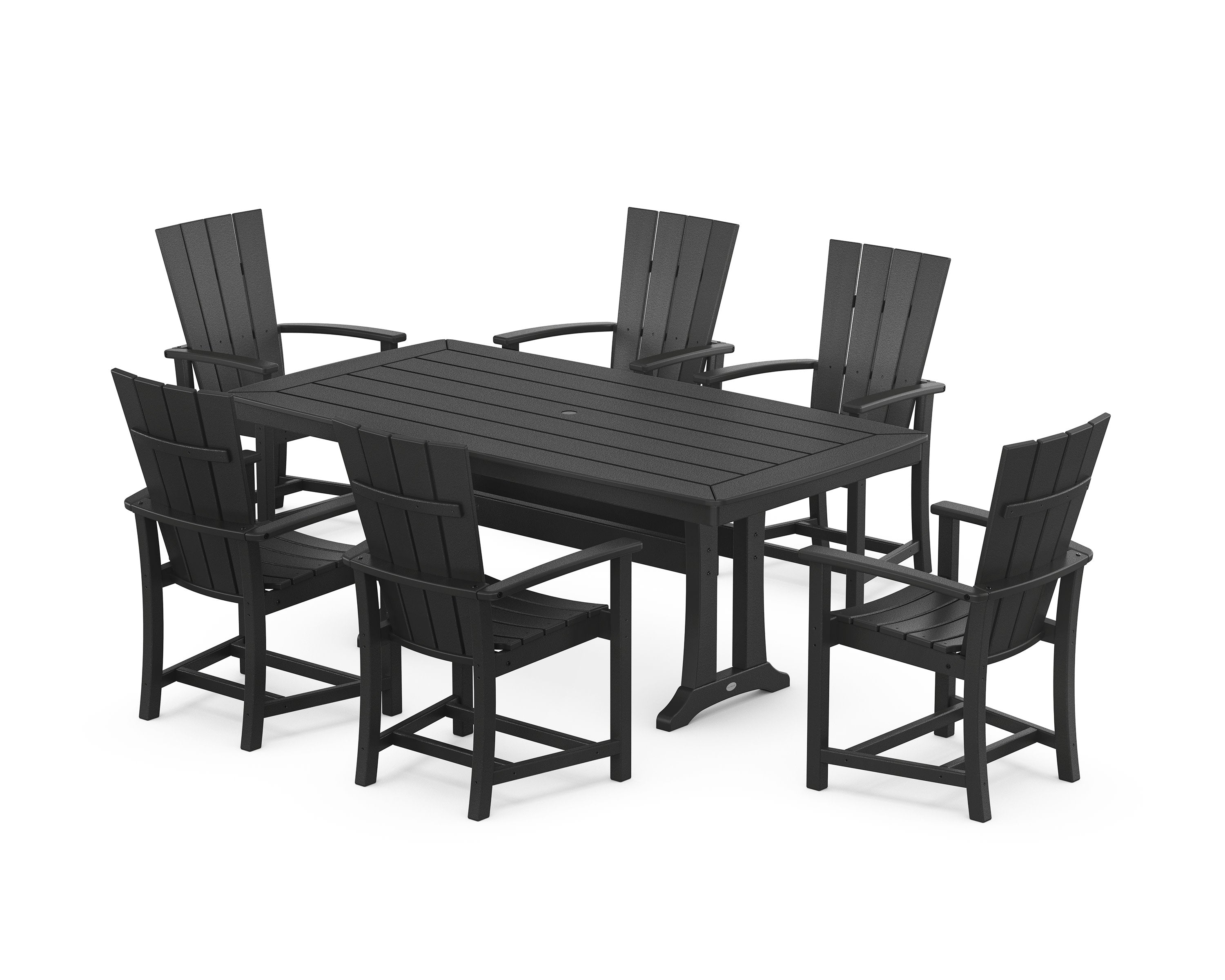 Quattro 7-Piece Dining Set with Trestle Legs in Black