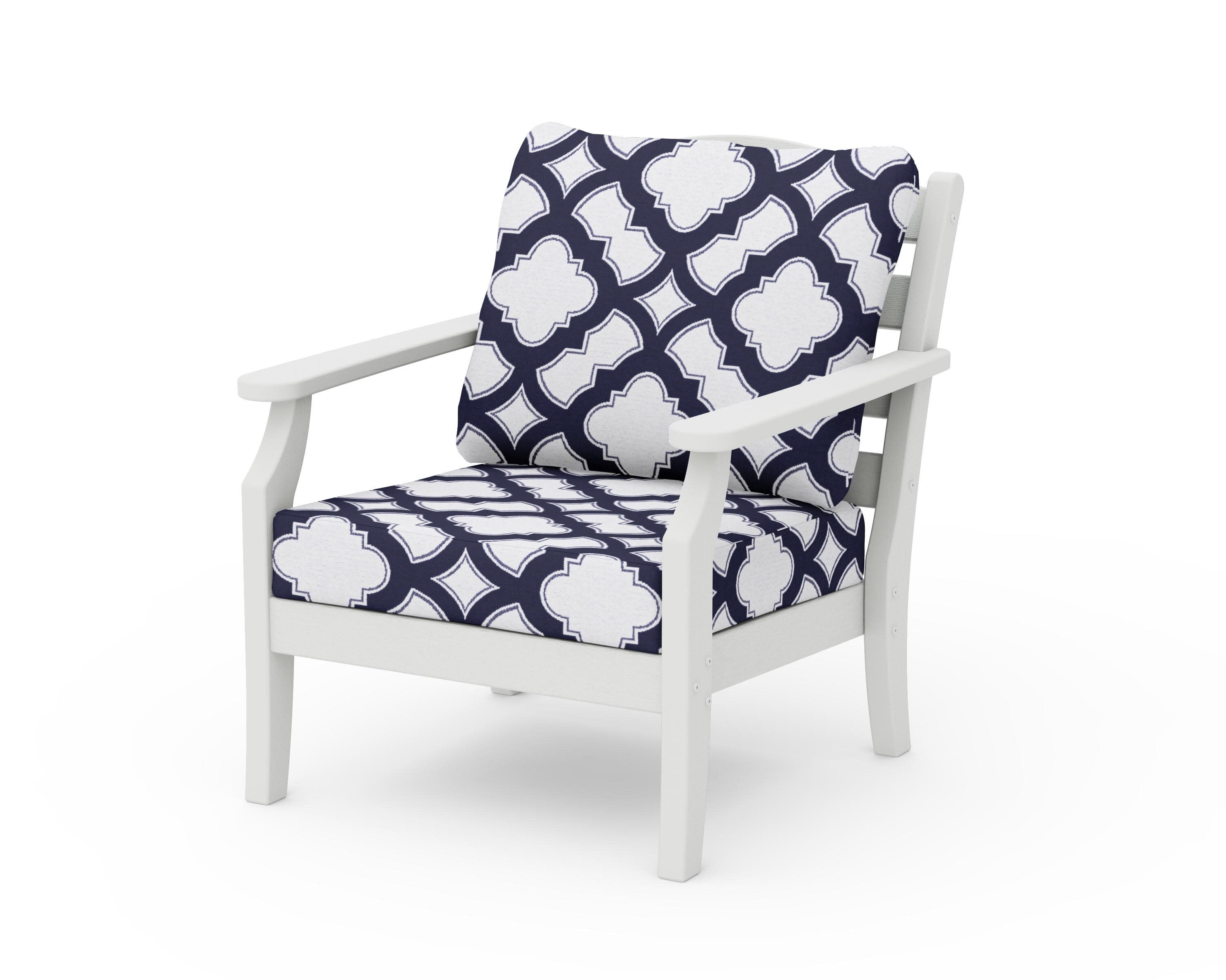 Savannah Deep Seating Chair in Vintage White / Trellis Navy
