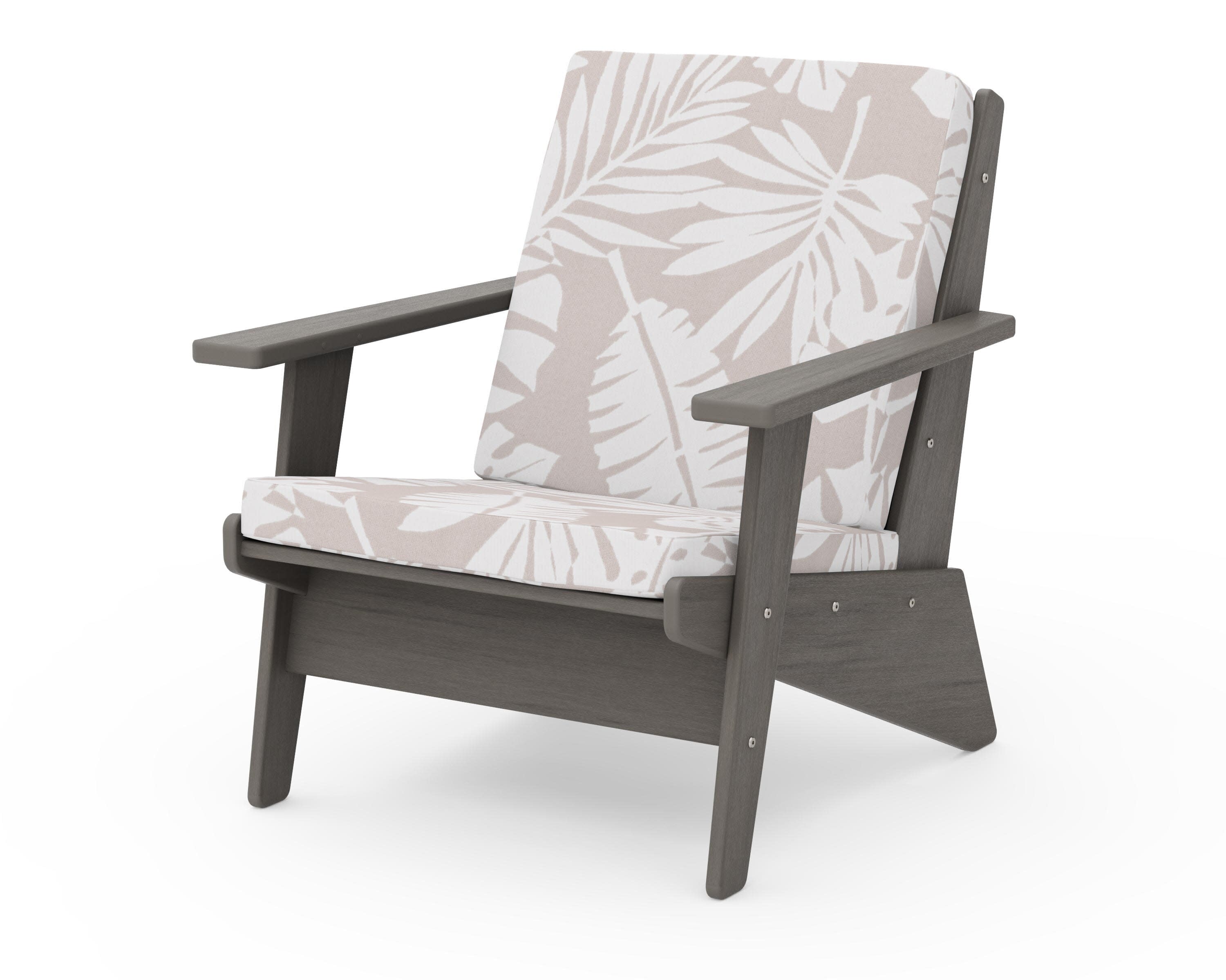 Riviera Modern Lounge Chair in Driftwood / Leaf Dune Burlap