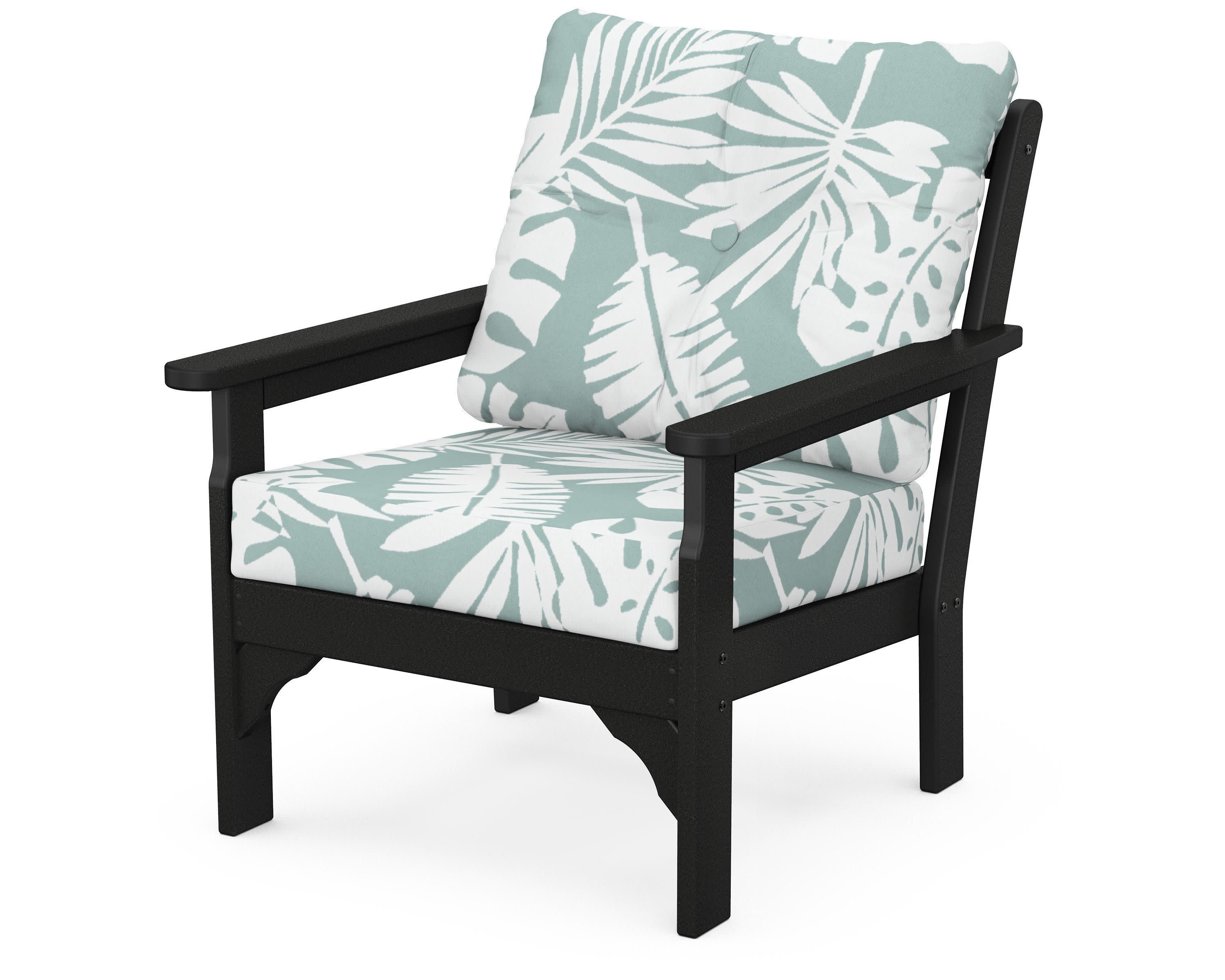 Vineyard Deep Seating Chair in Black / Leaf Glacier Spa