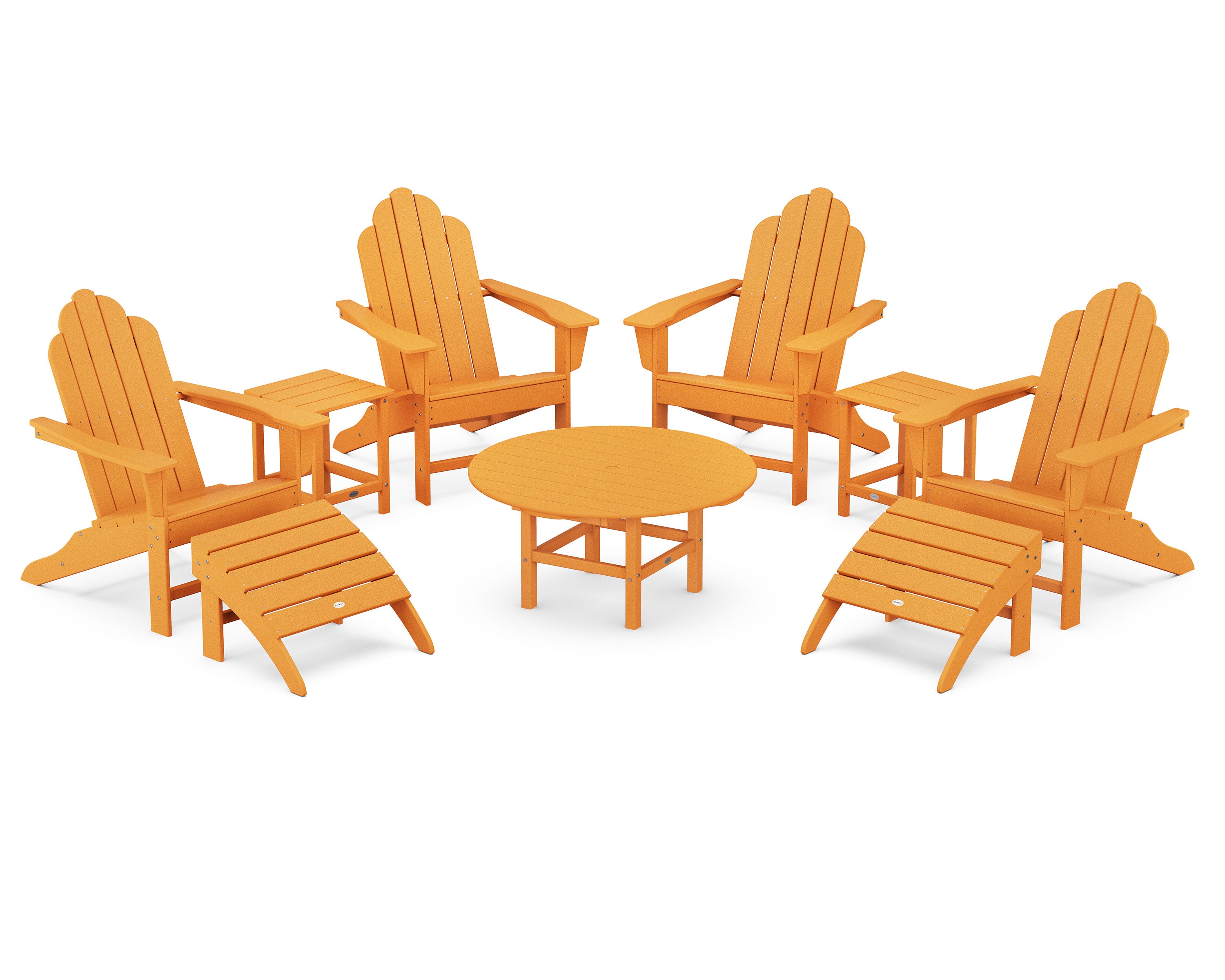 Long Island Adirondack 9-Piece Conversation Group in Tangerine