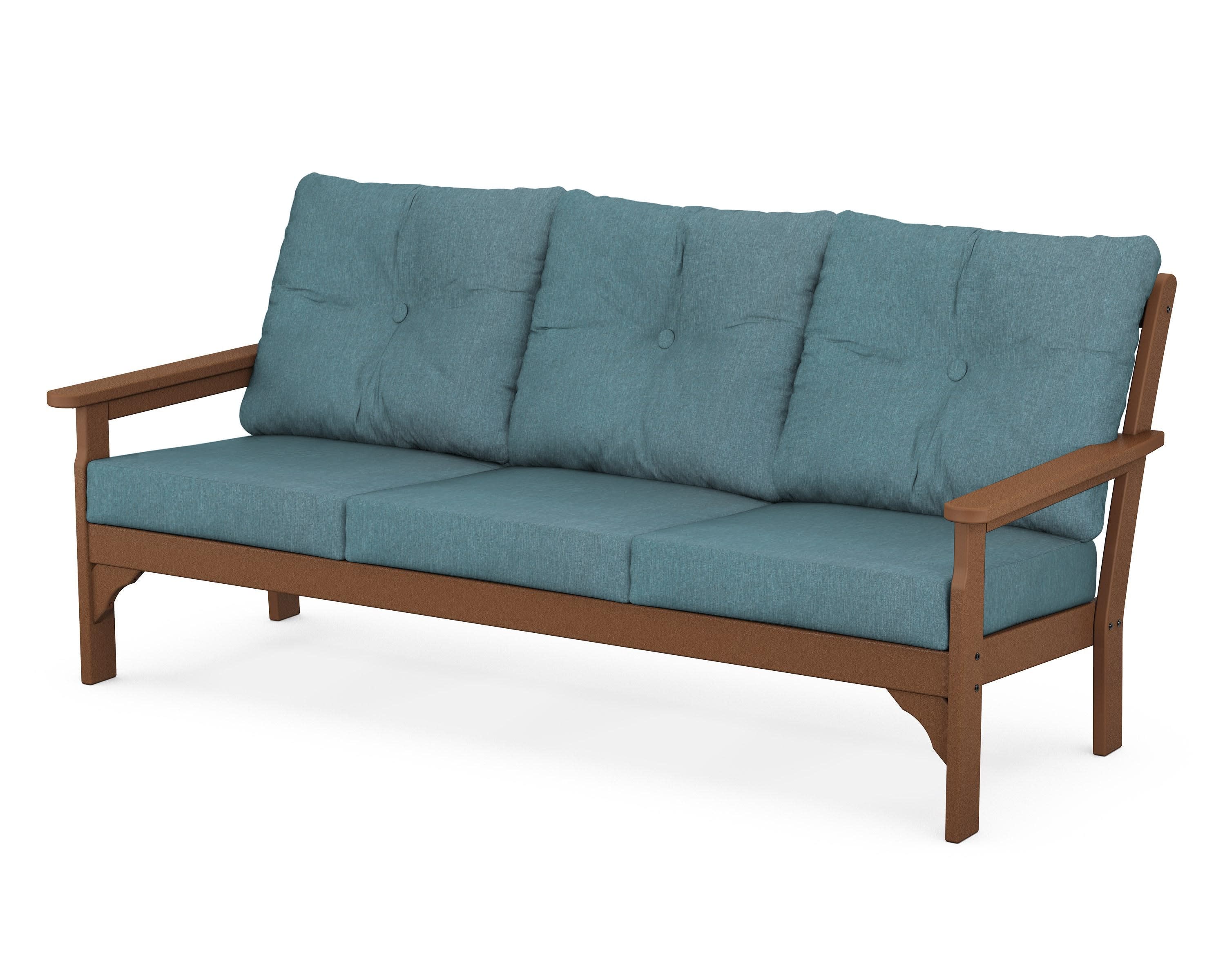 Vineyard Deep Seating Sofa in Teak / Ocean Teal