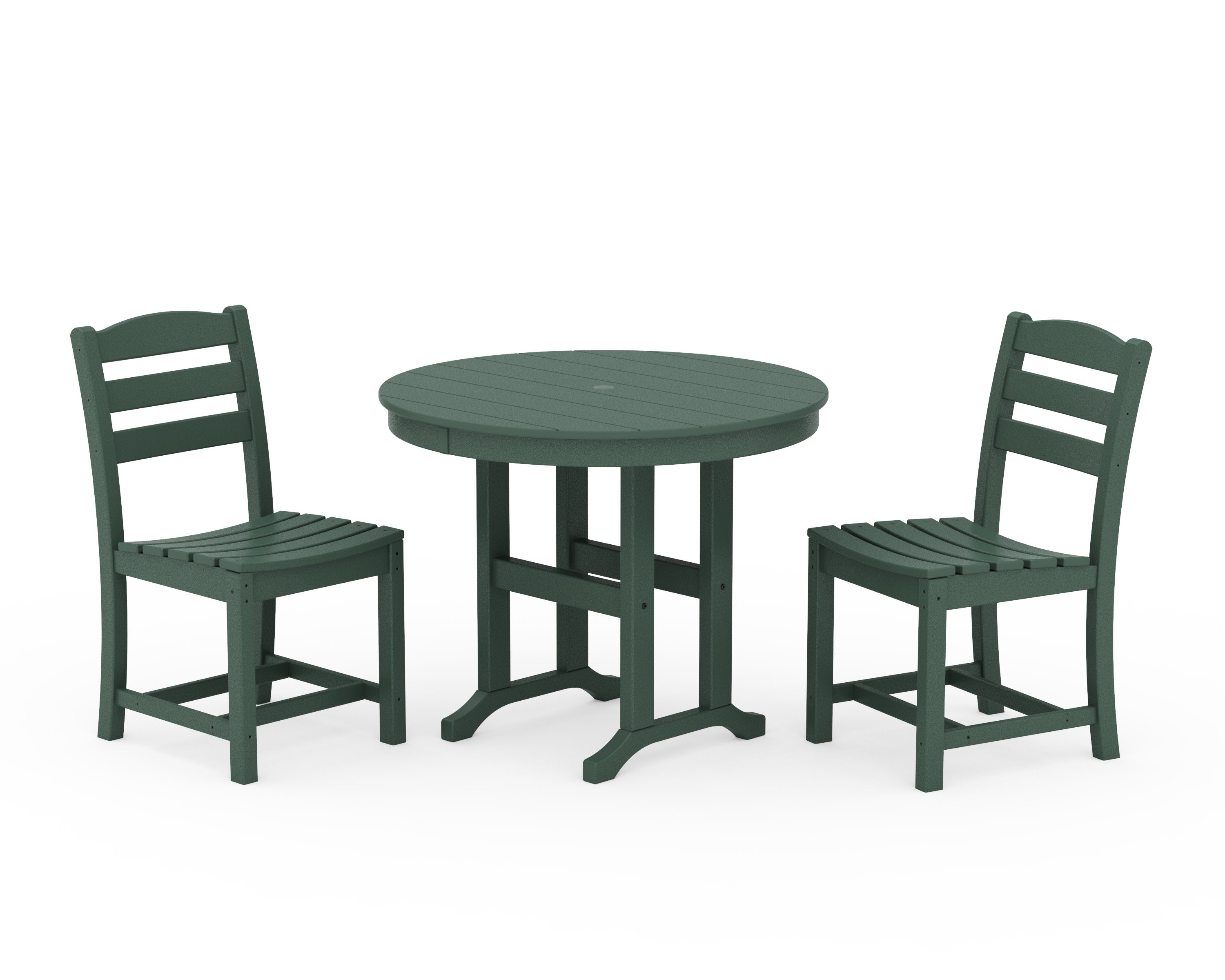 La Casa Caf Side Chair 3-Piece Round Dining Set in Green