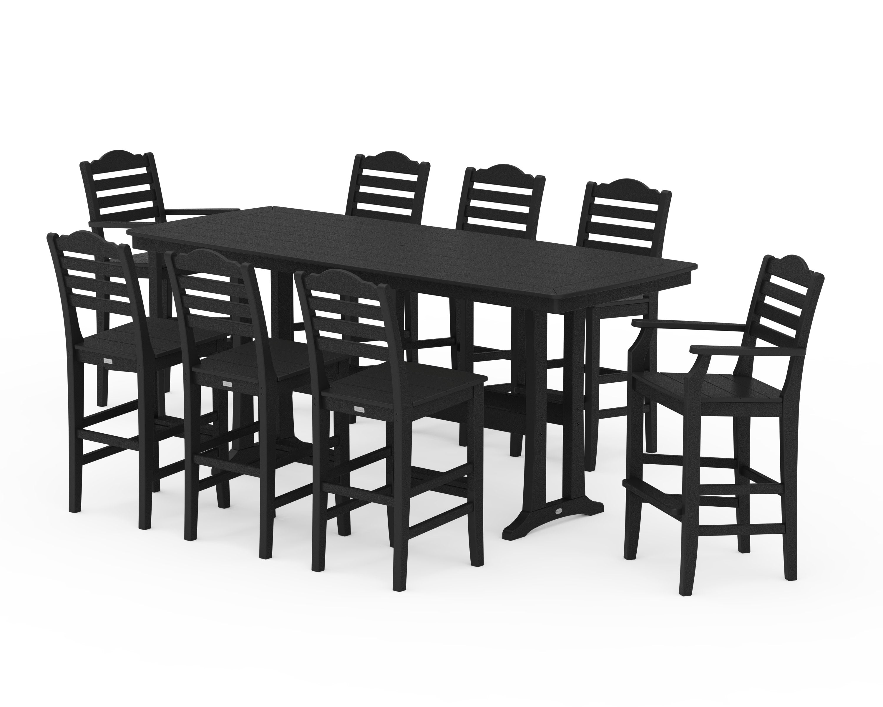 Savannah 9-Piece Bar Set with Trestle Legs in Black