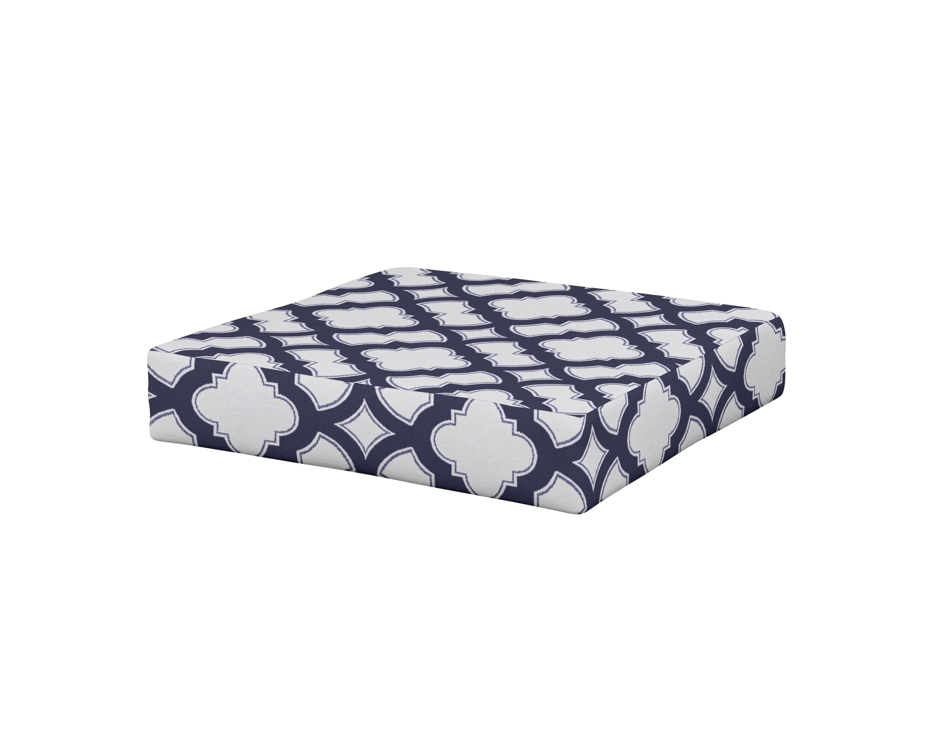 Modular Ottoman Cushion in Trellis Navy