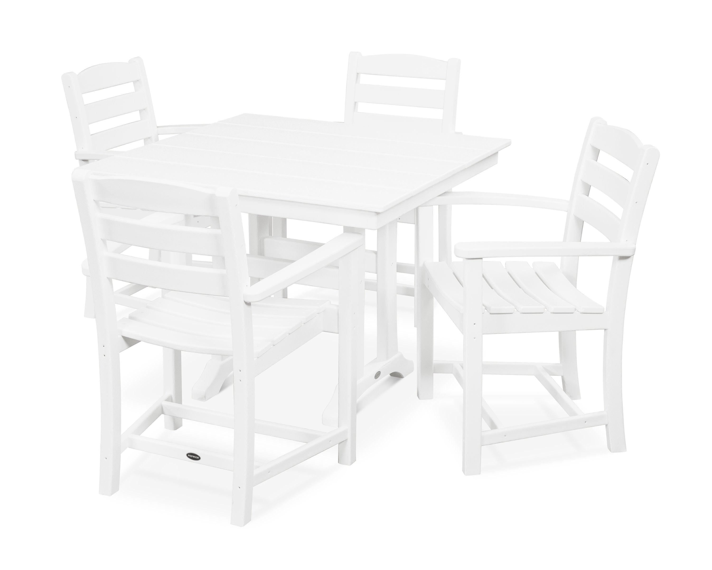 La Casa Caf 5-Piece Farmhouse Trestle Arm Chair Dining Set in White