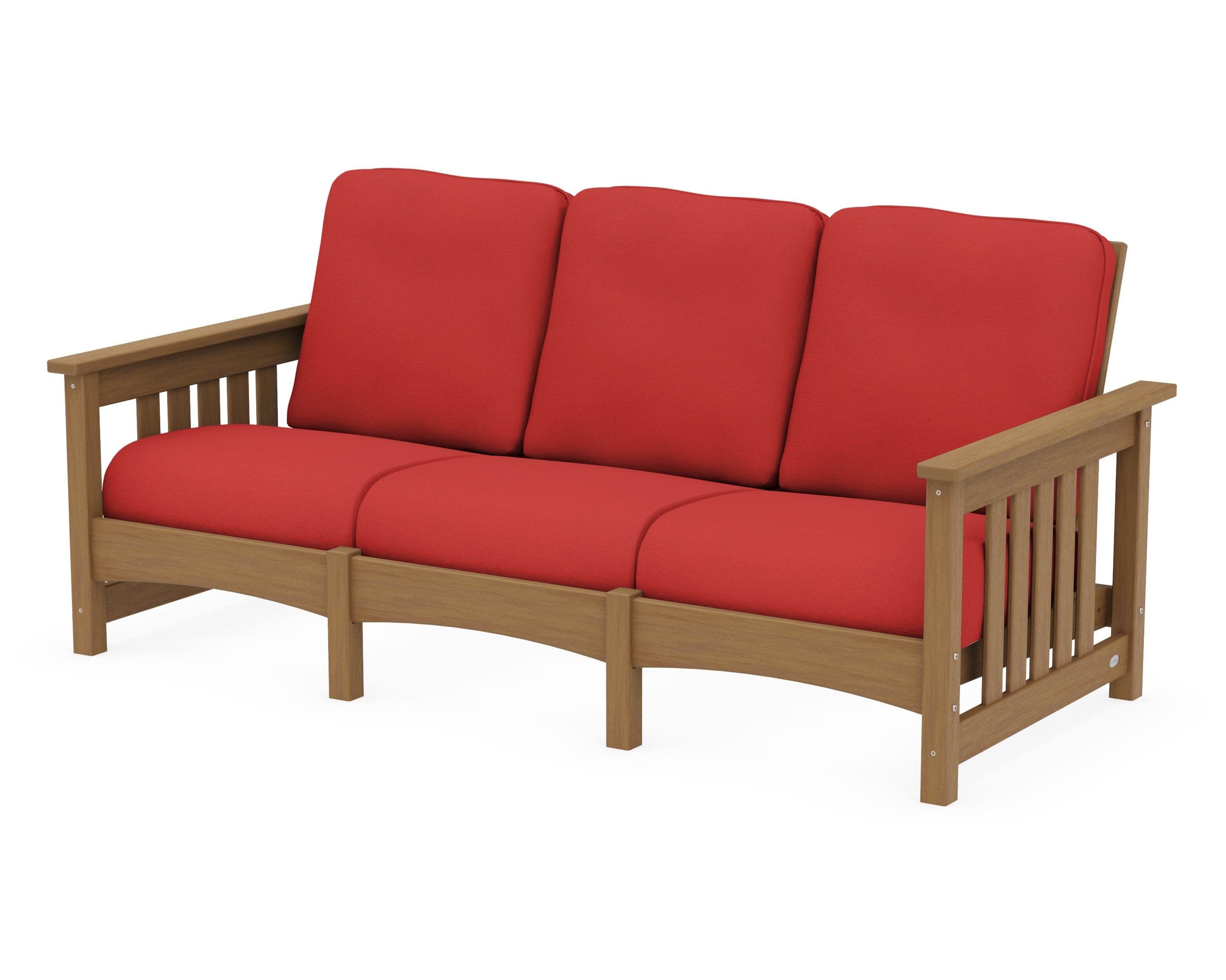 Club Mission Sofa in Natural / Crimson Linen