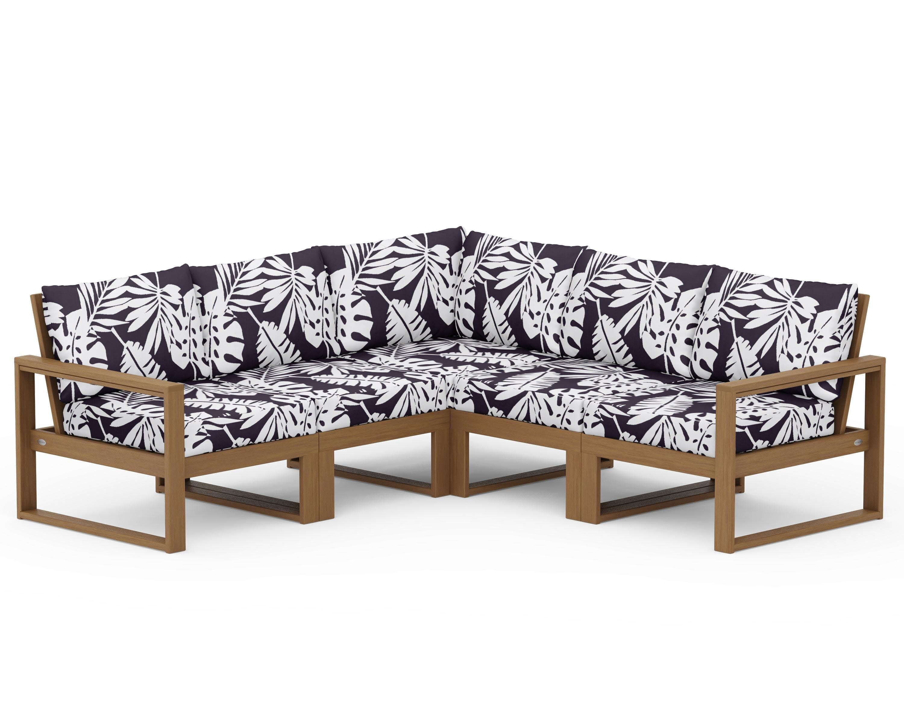 EDGE 5-Piece Modular Deep Seating Set in Natural / Leaf Navy