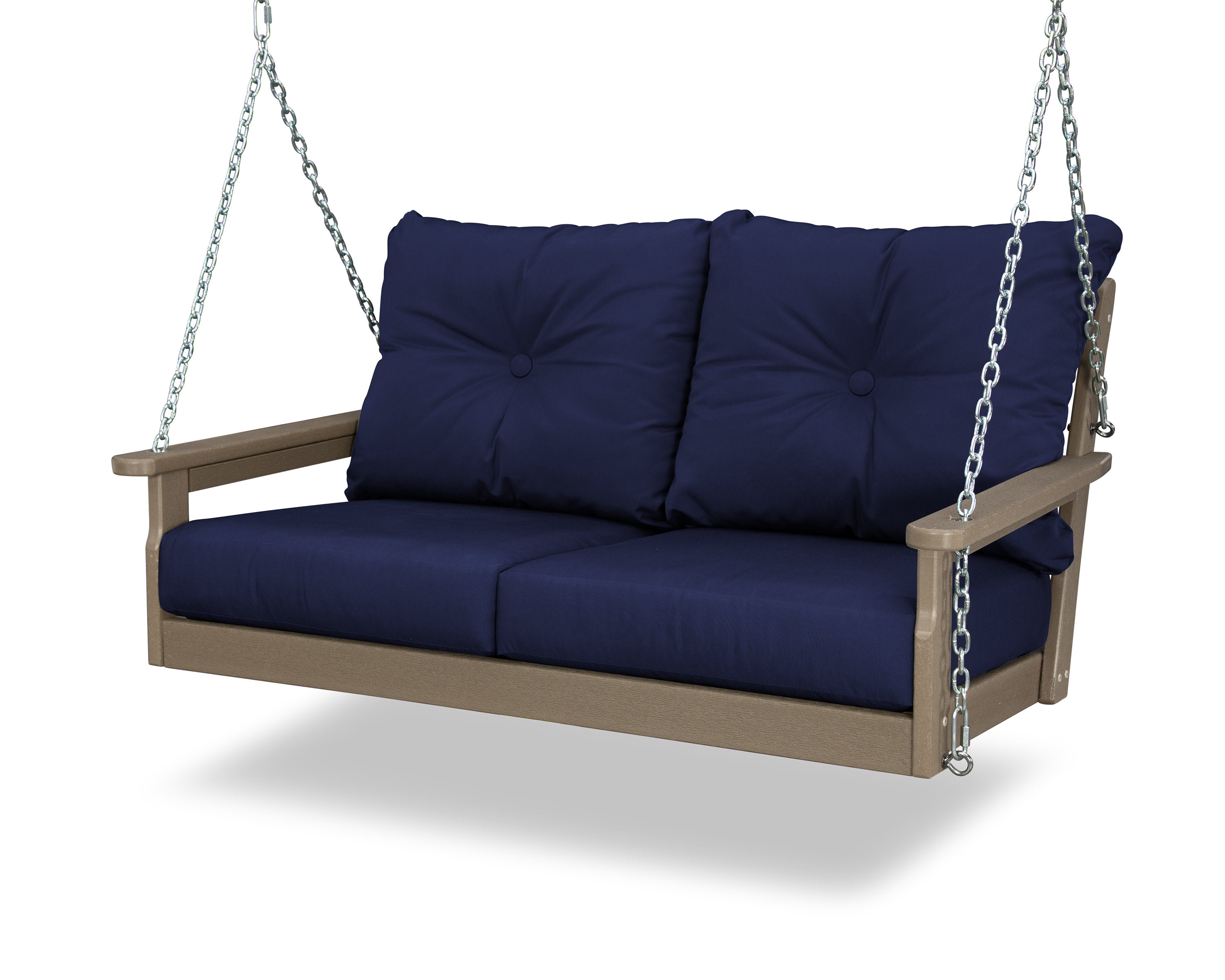 Vineyard Deep Seating Swing in Vintage Sahara / Navy