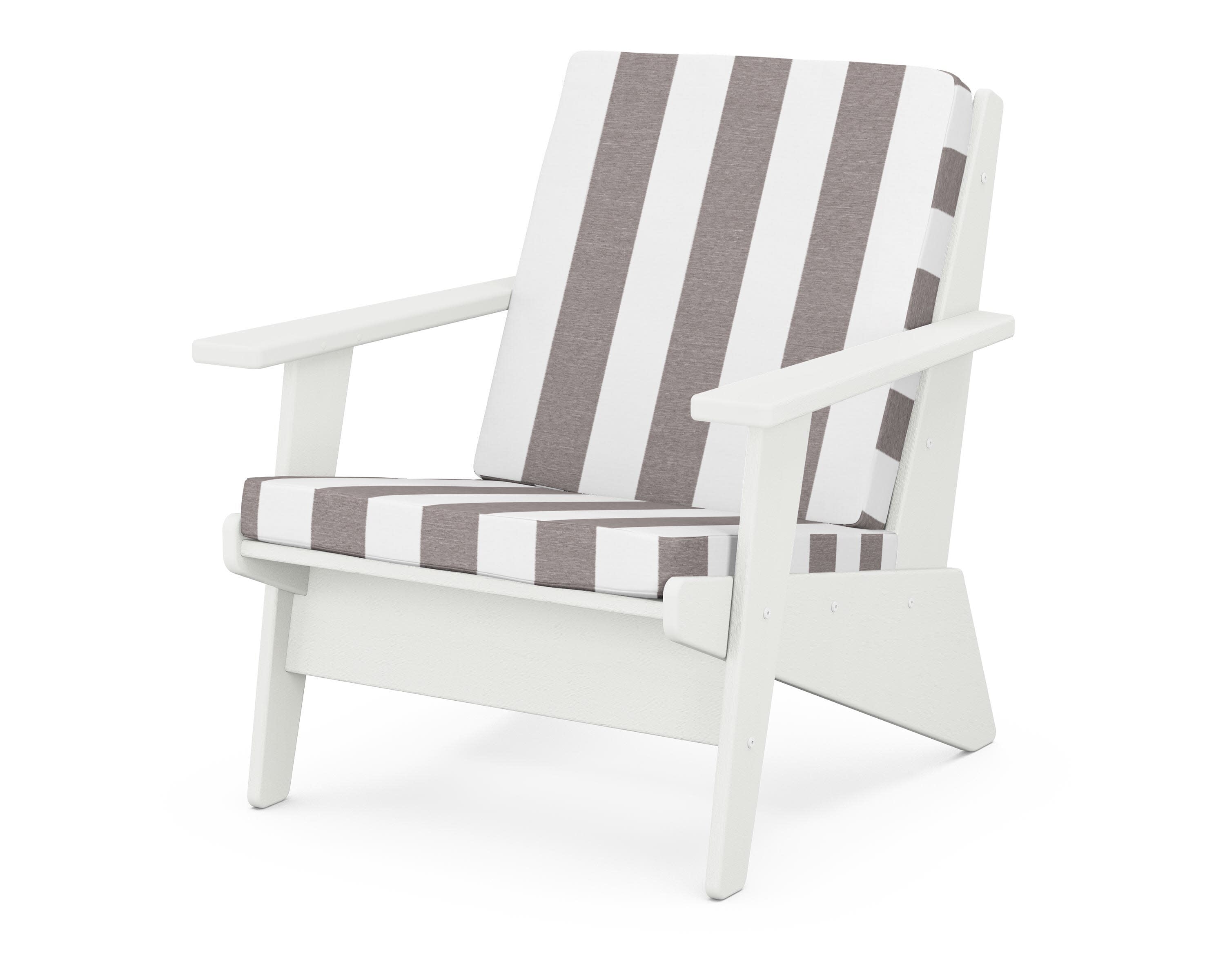 Riviera Modern Lounge Chair in Vintage White / Cabana Stripe Grey Mist