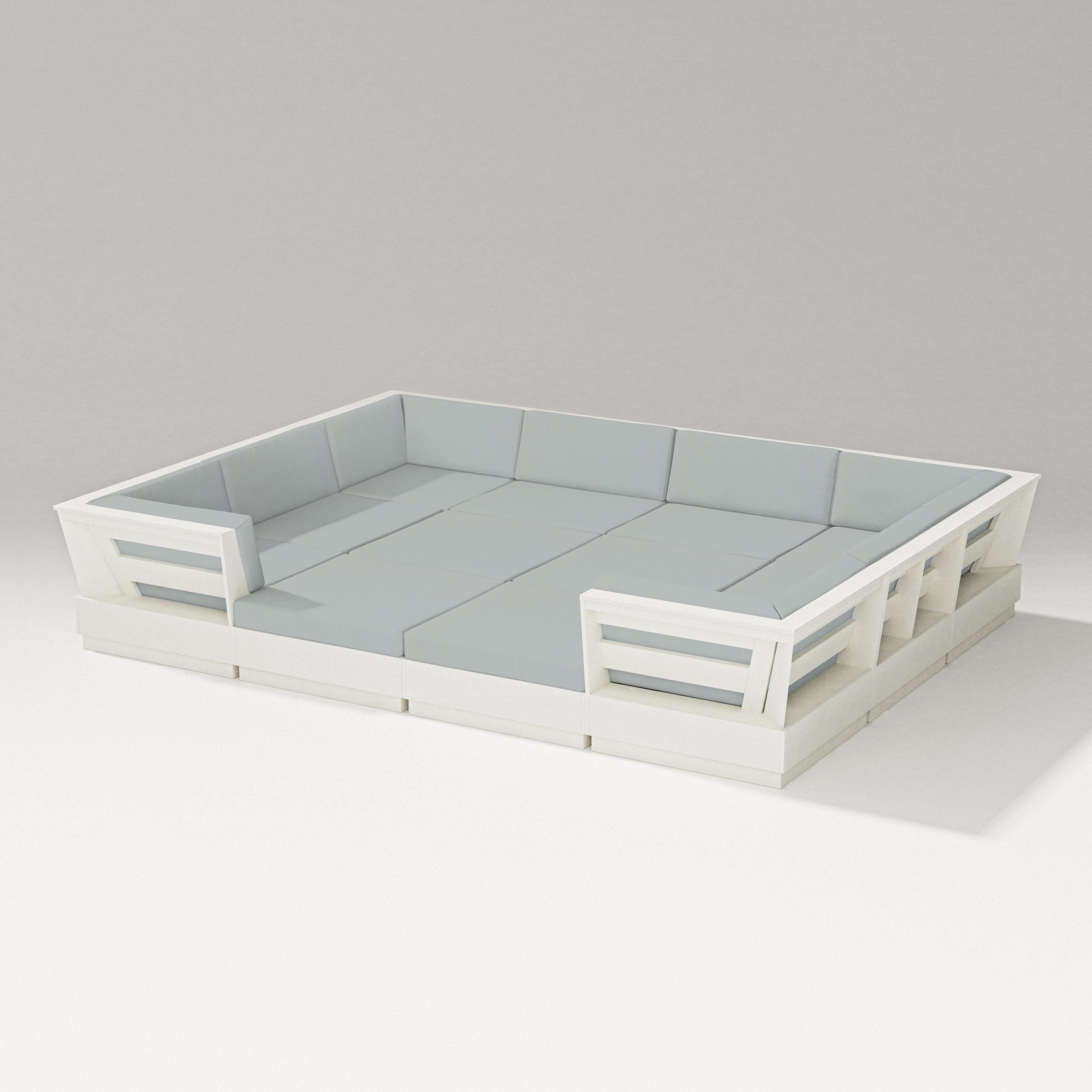 Elevate 12-Piece Pit Sectional in Vintage White / Spa