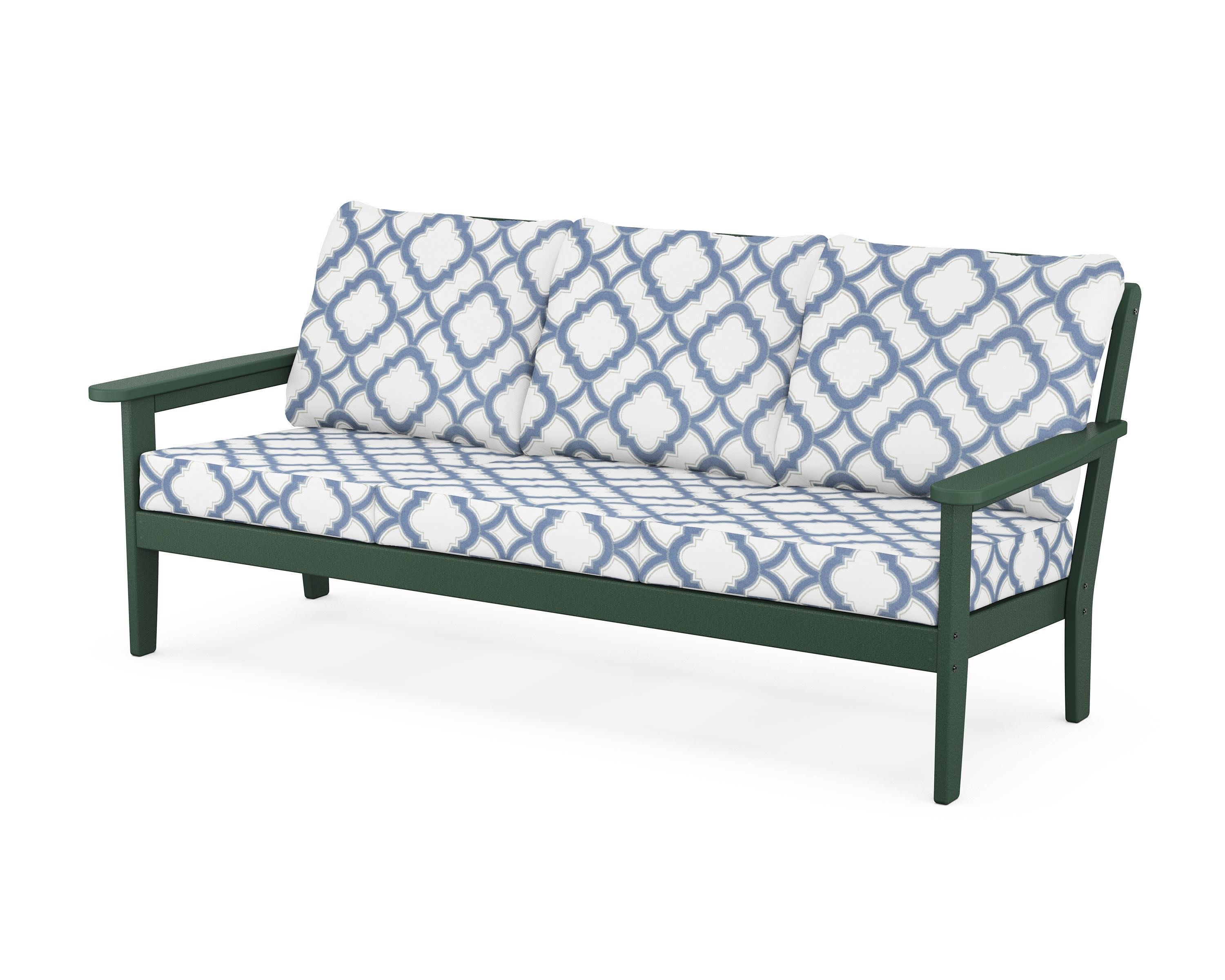 Cottage Deep Seating Sofa in Green / Trellis Sky Blue