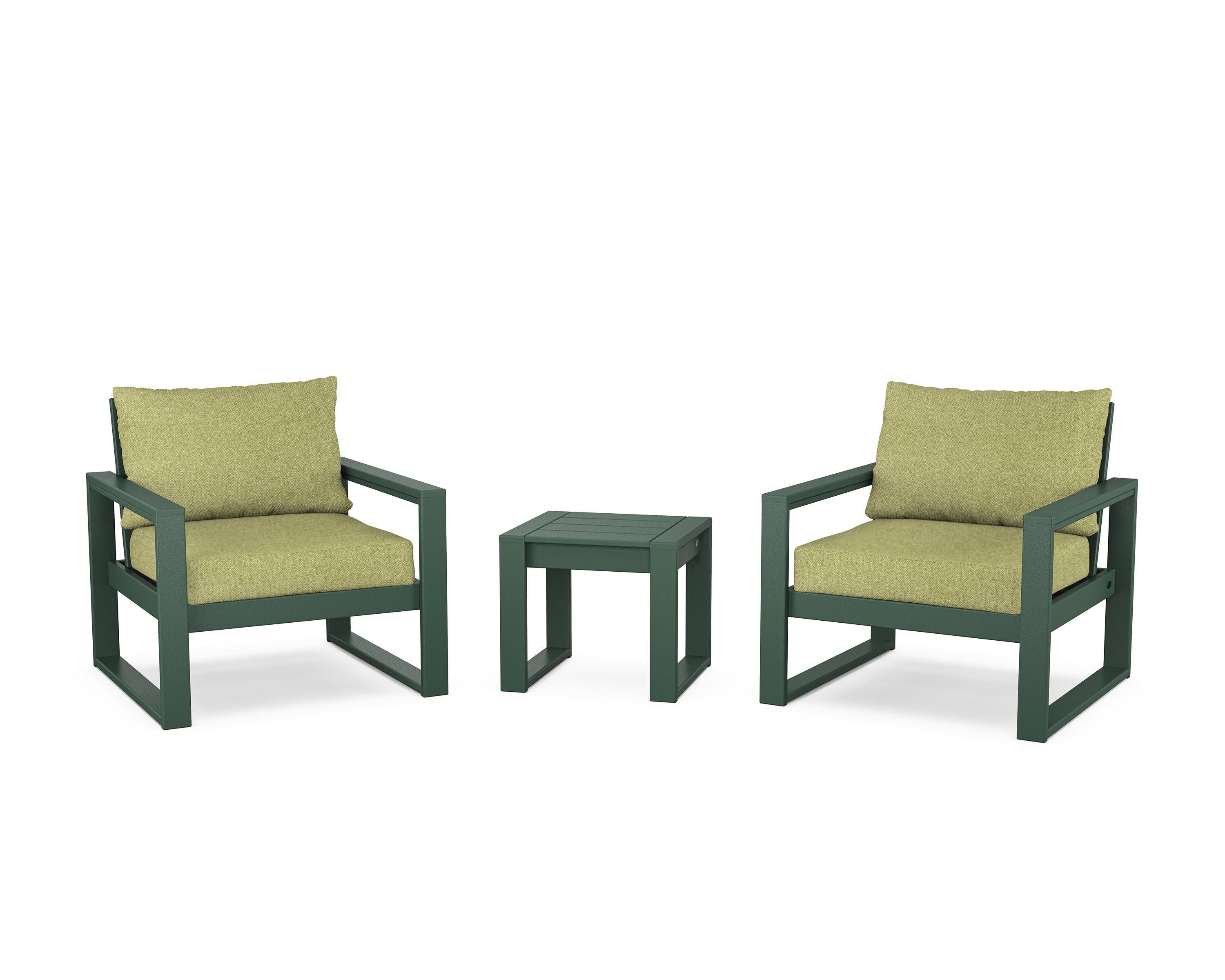 EDGE Sectional 3-Piece Deep Seating Set in Green / Chartreuse Boucle