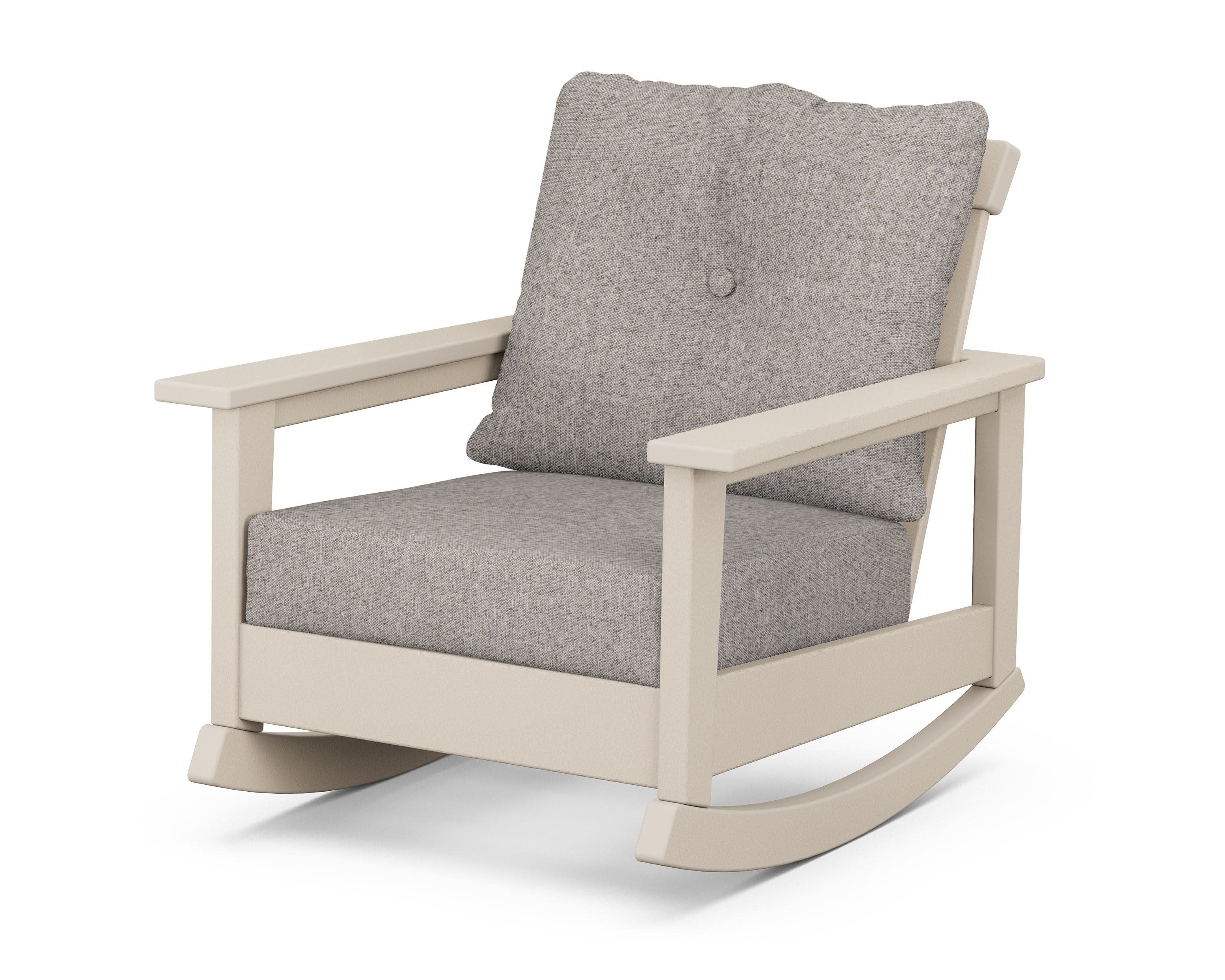 Prescott Deep Seating Rocking Chair in Sand / Weathered Tweed