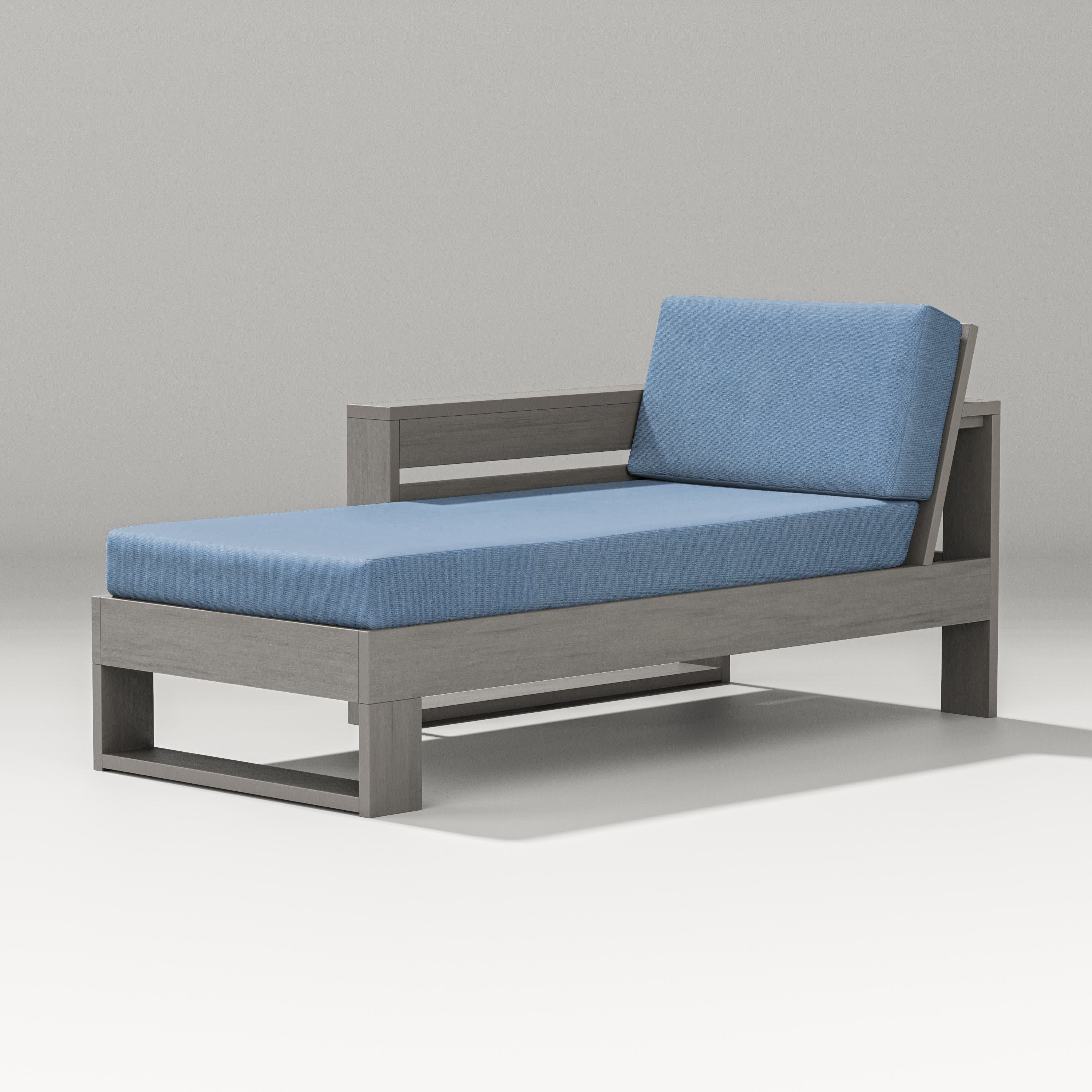 Latitude Modular Left Arm Chaise in Driftwood / Sky Blue