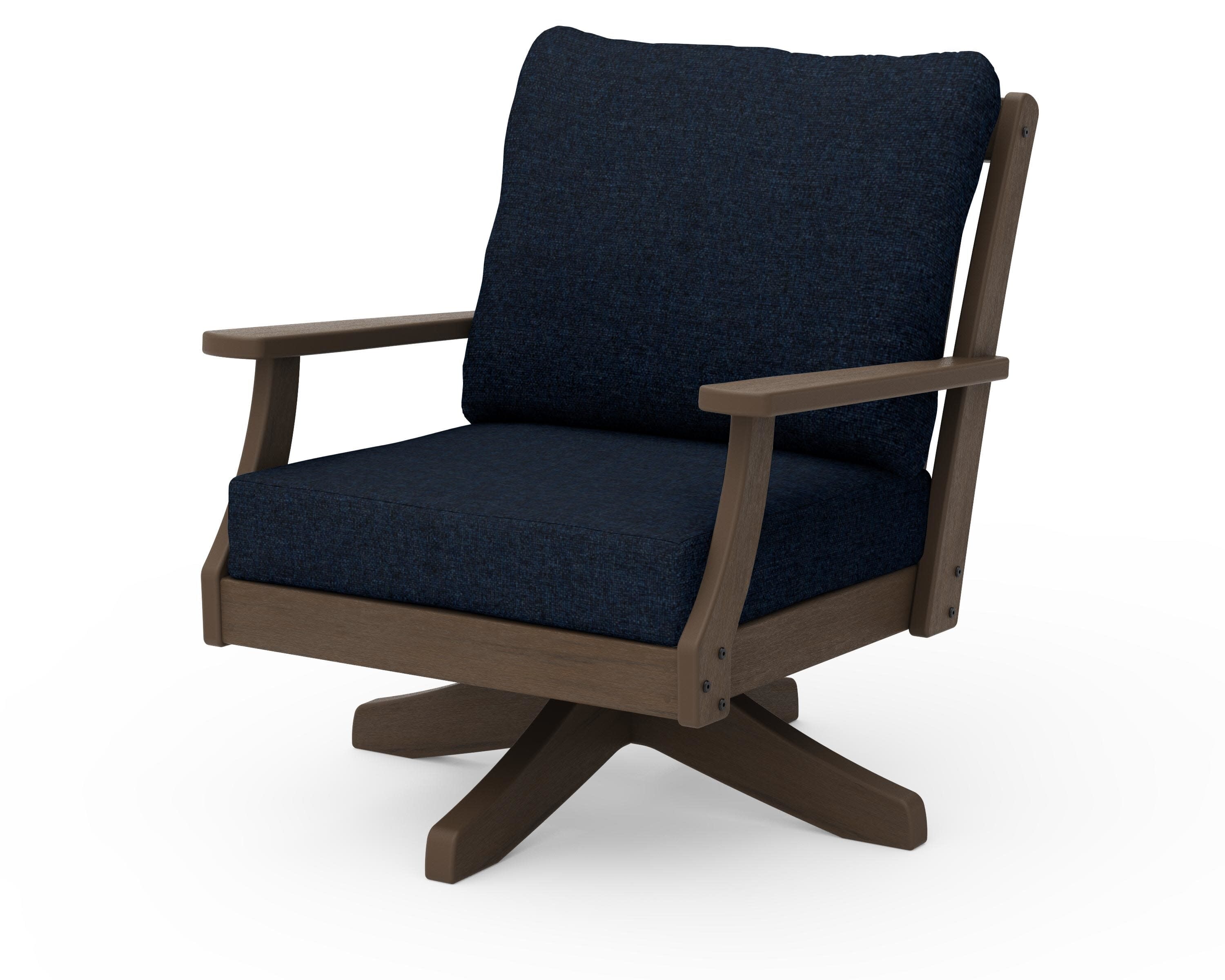 Braxton Deep Seating Swivel Chair in Kona / Marine Indigo
