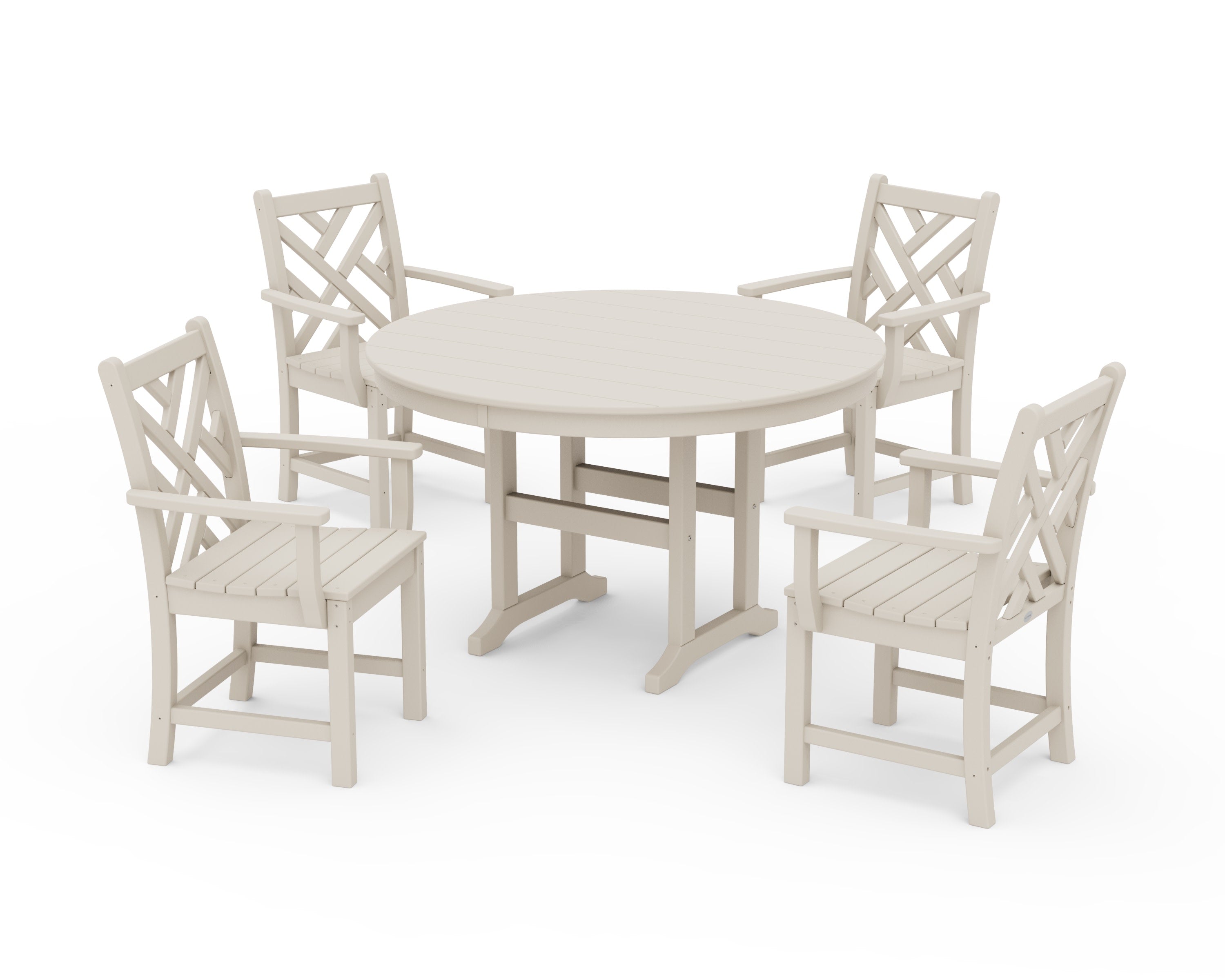 Chippendale 5-Piece Round Farmhouse Dining Set in Sand