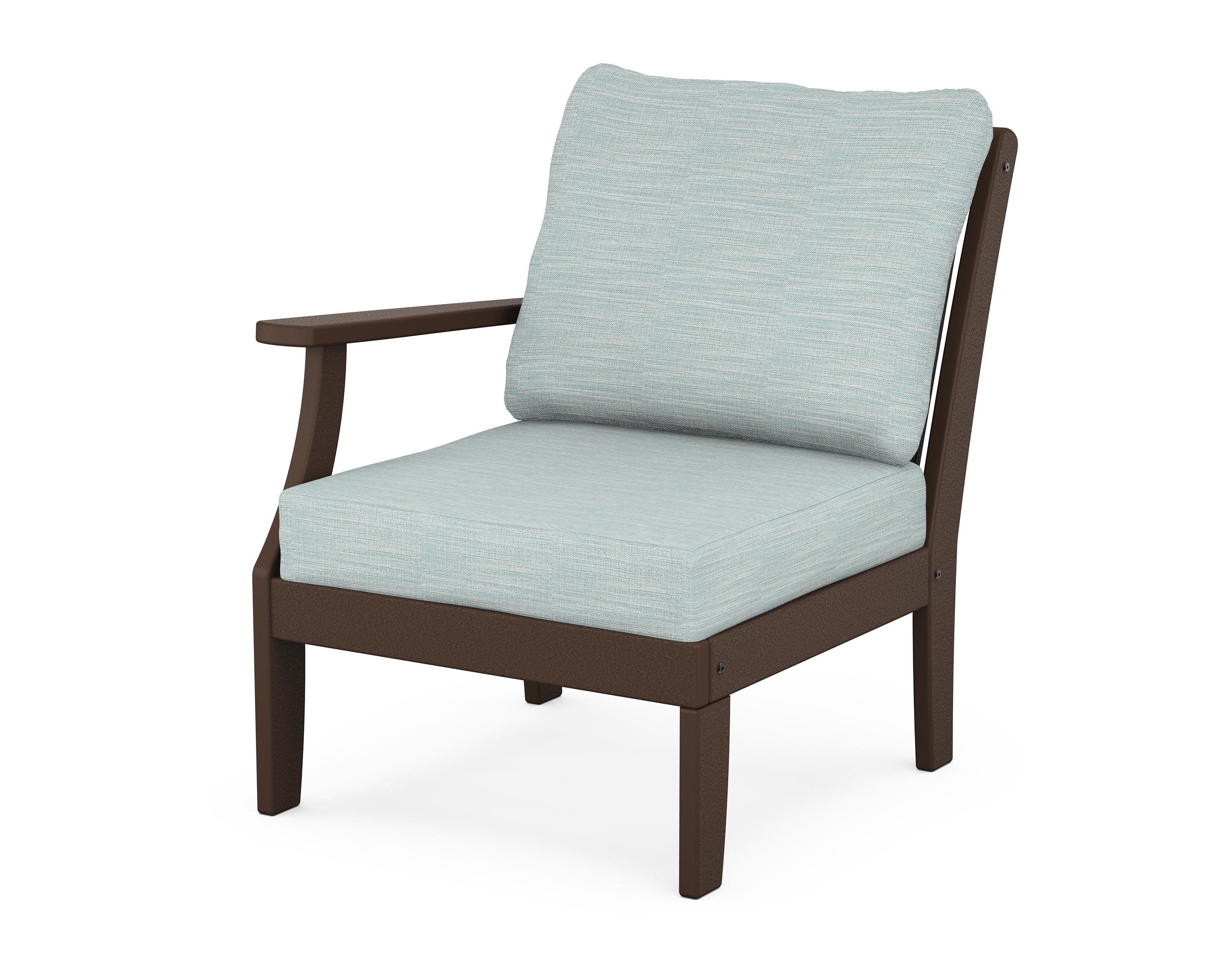 Braxton Modular Left Arm Chair in Mahogany / Soothe Mist