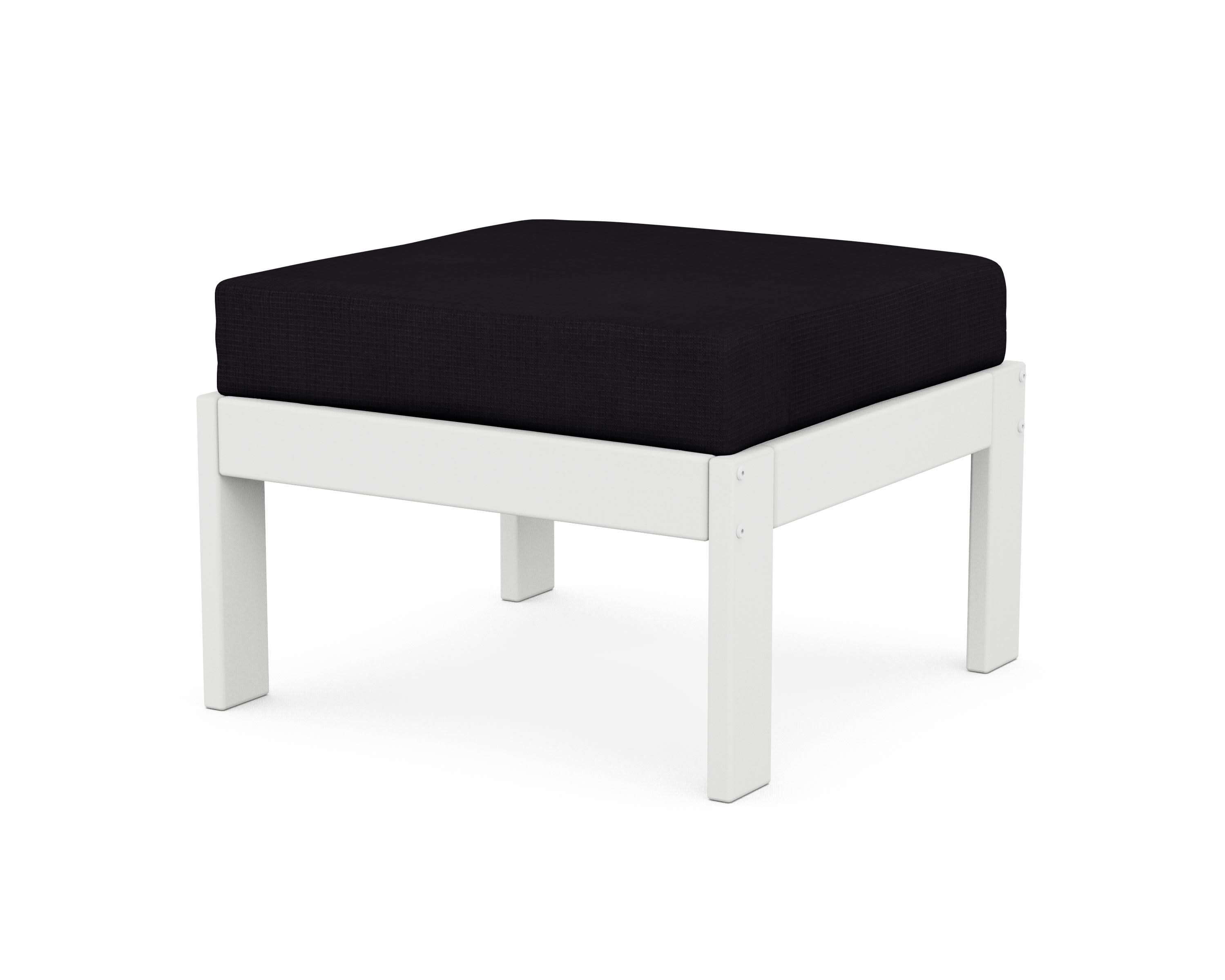 Vineyard Modular Ottoman in White / Midnight Linen