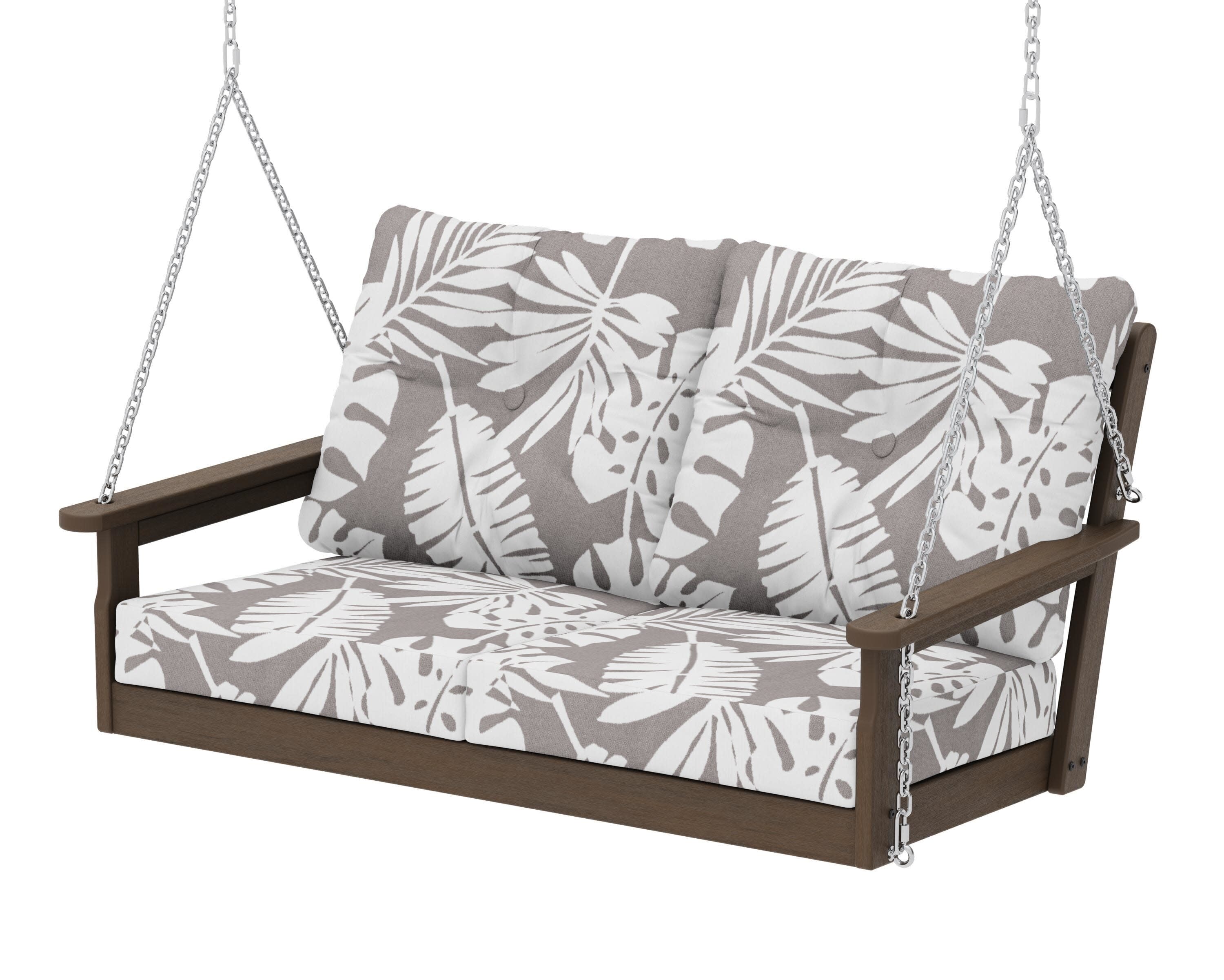 Vineyard Deep Seating Swing in Kona / Leaf Grey Mist