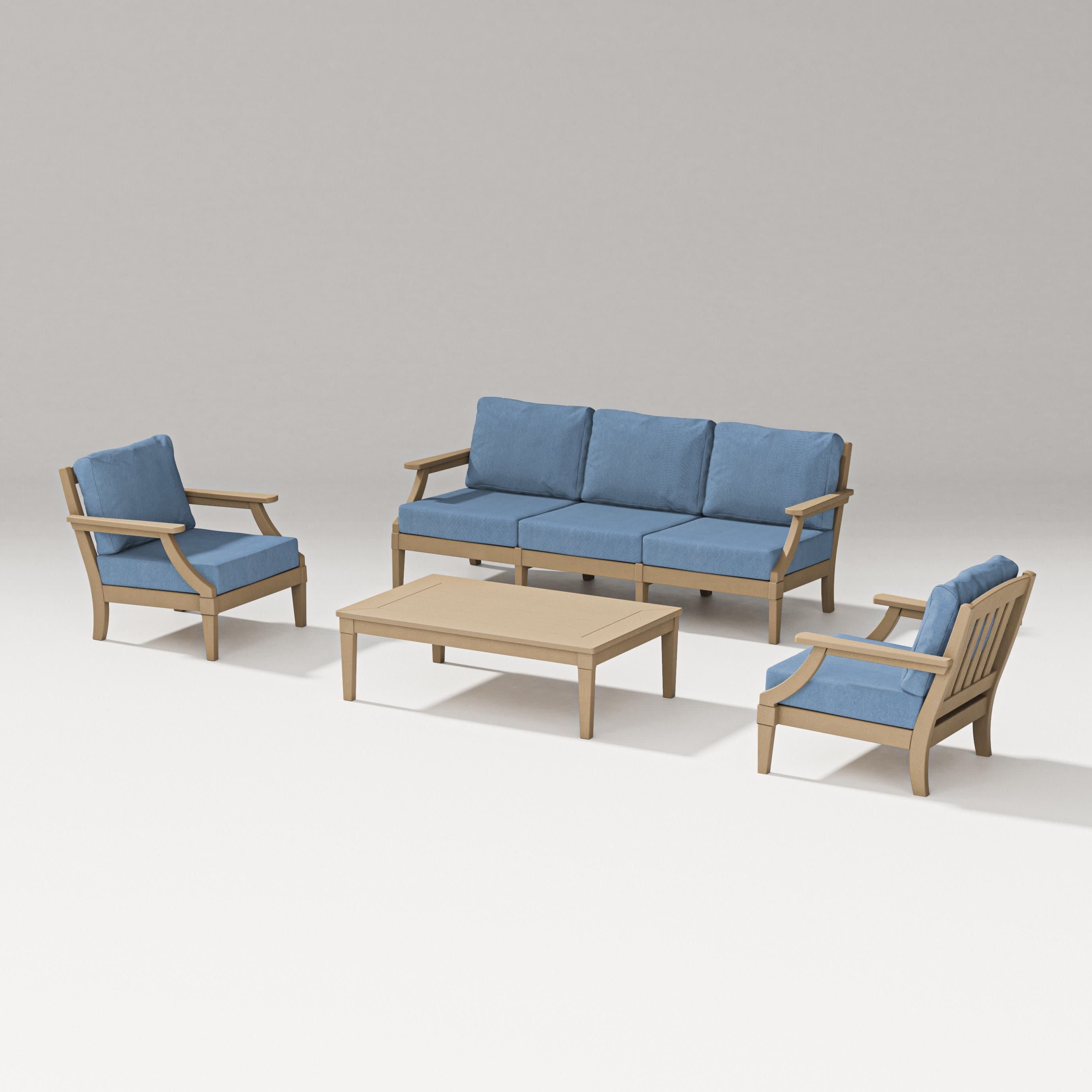Estate 4-Piece Lounge Sofa Set in Vintage Sahara / Sky Blue