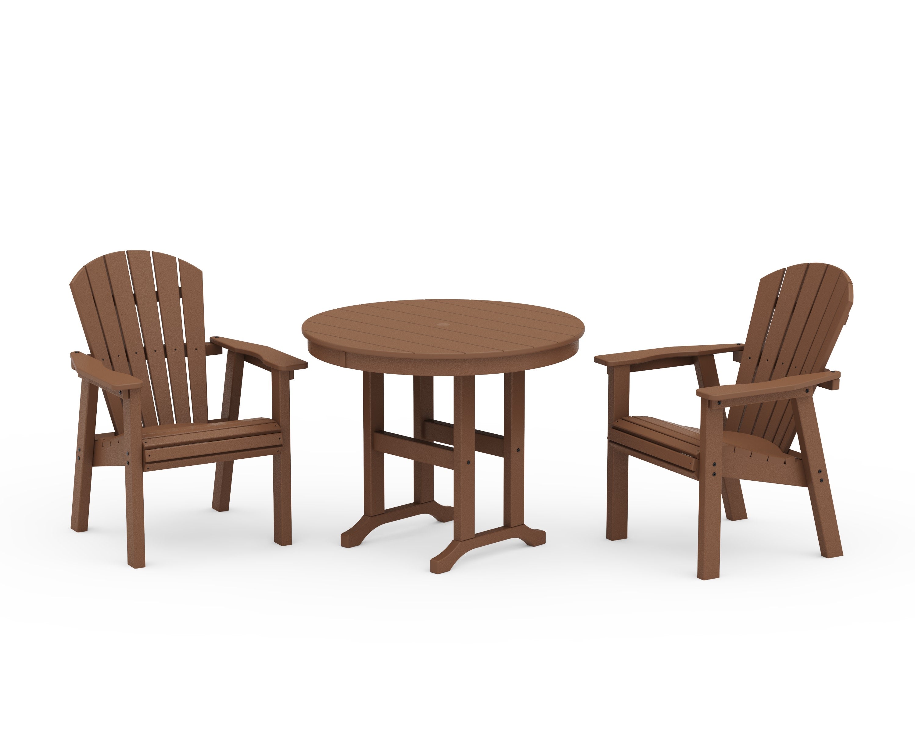 Seashell 3-Piece Round Farmhouse Dining Set in Teak