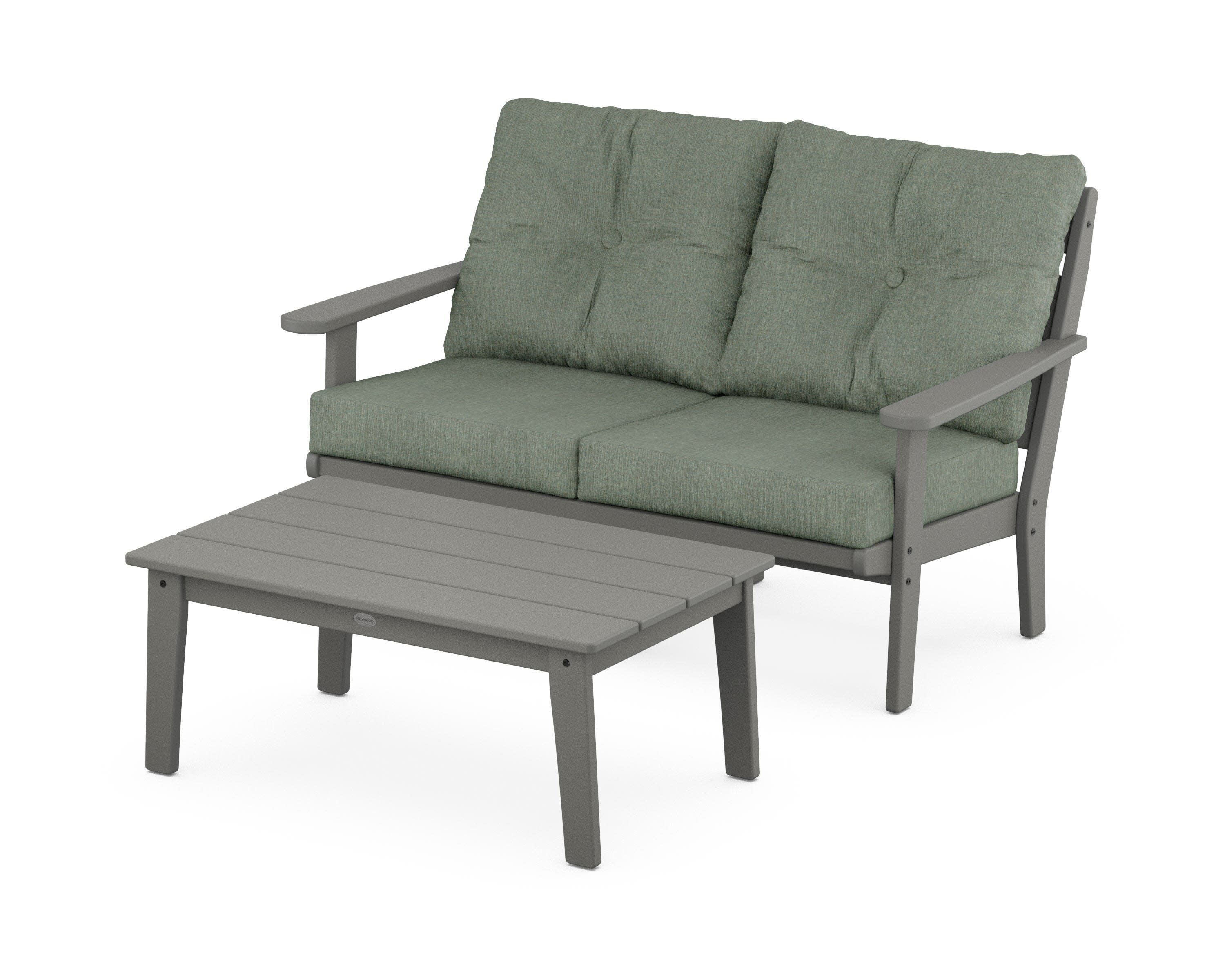 Lakeside 2-Piece Lounge Loveseat Set in Slate Grey / Cast Sage